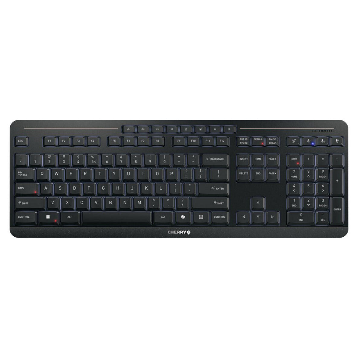 CHERRY stream desktop ultimate draadloze desktopset (zwart, us lay-out (qwerty), sx-schaartechnologie, 100%, 4000 dpi, white leds, abs, 2.4 ghz bluetooth usb)
