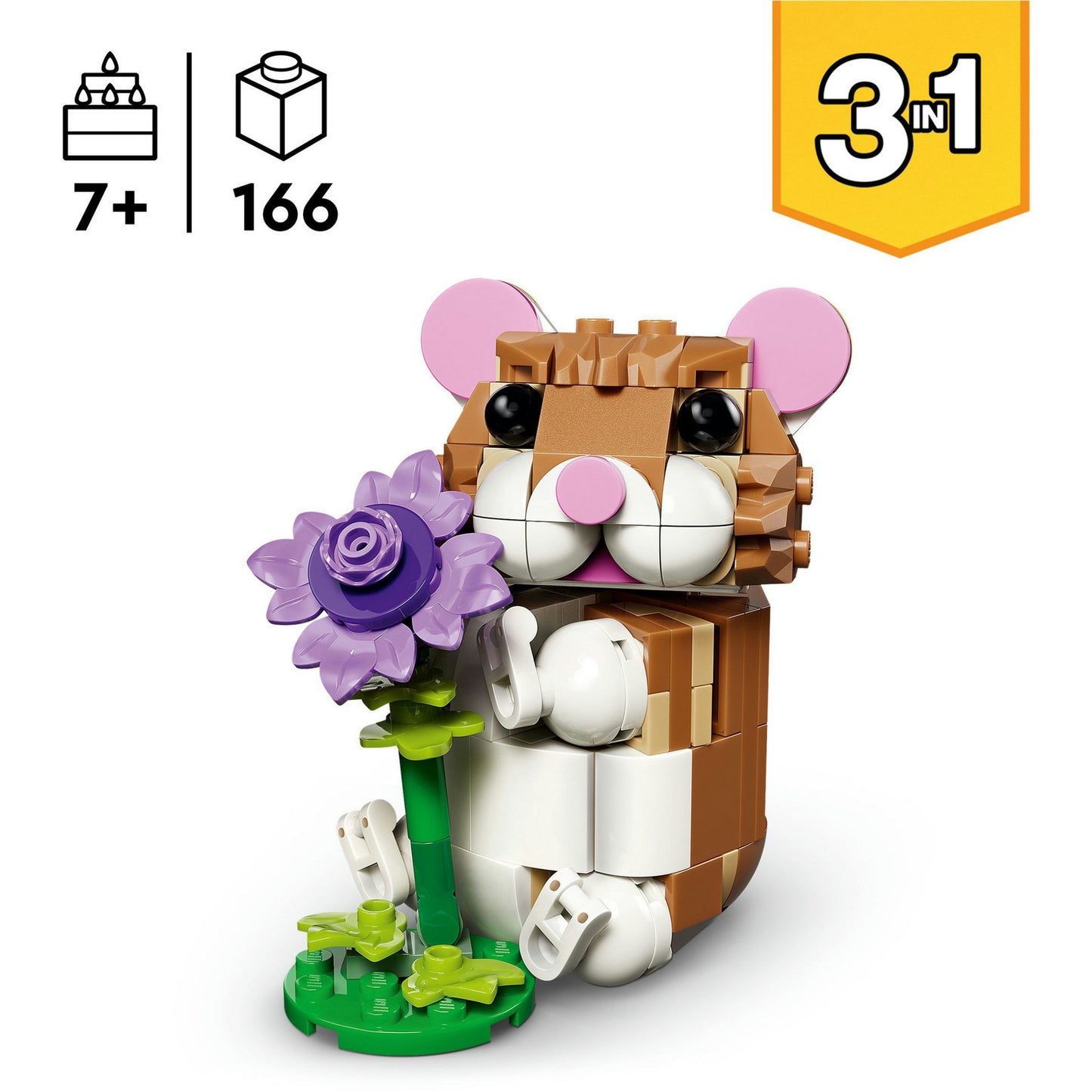 LEGO creator 3-in-1 - schattige hamster met bloem constructiespeelgoed (31376)