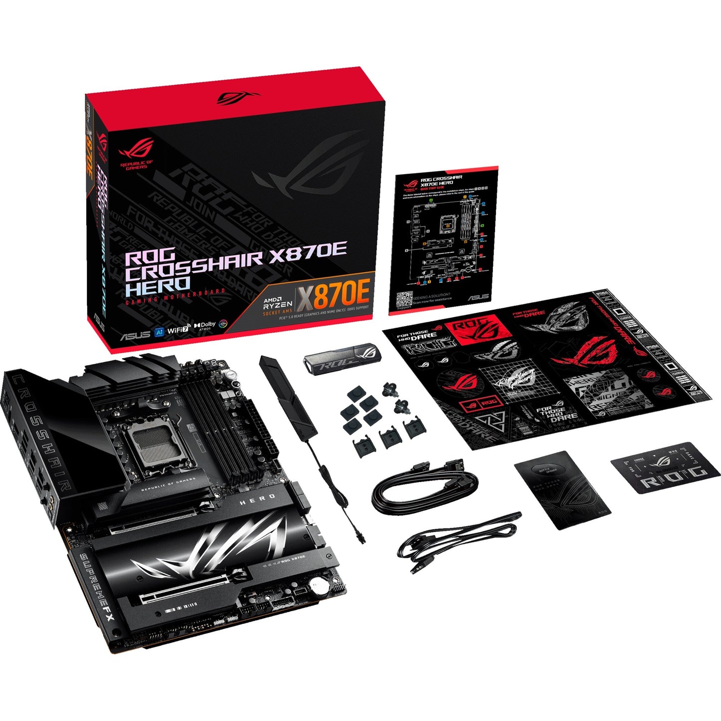ASUS rog crosshair x870e hero socket am5 moederbord (raid, 5gb-lan, 2,5gb-lan, wi-fi 7, bt, sound, atx)
