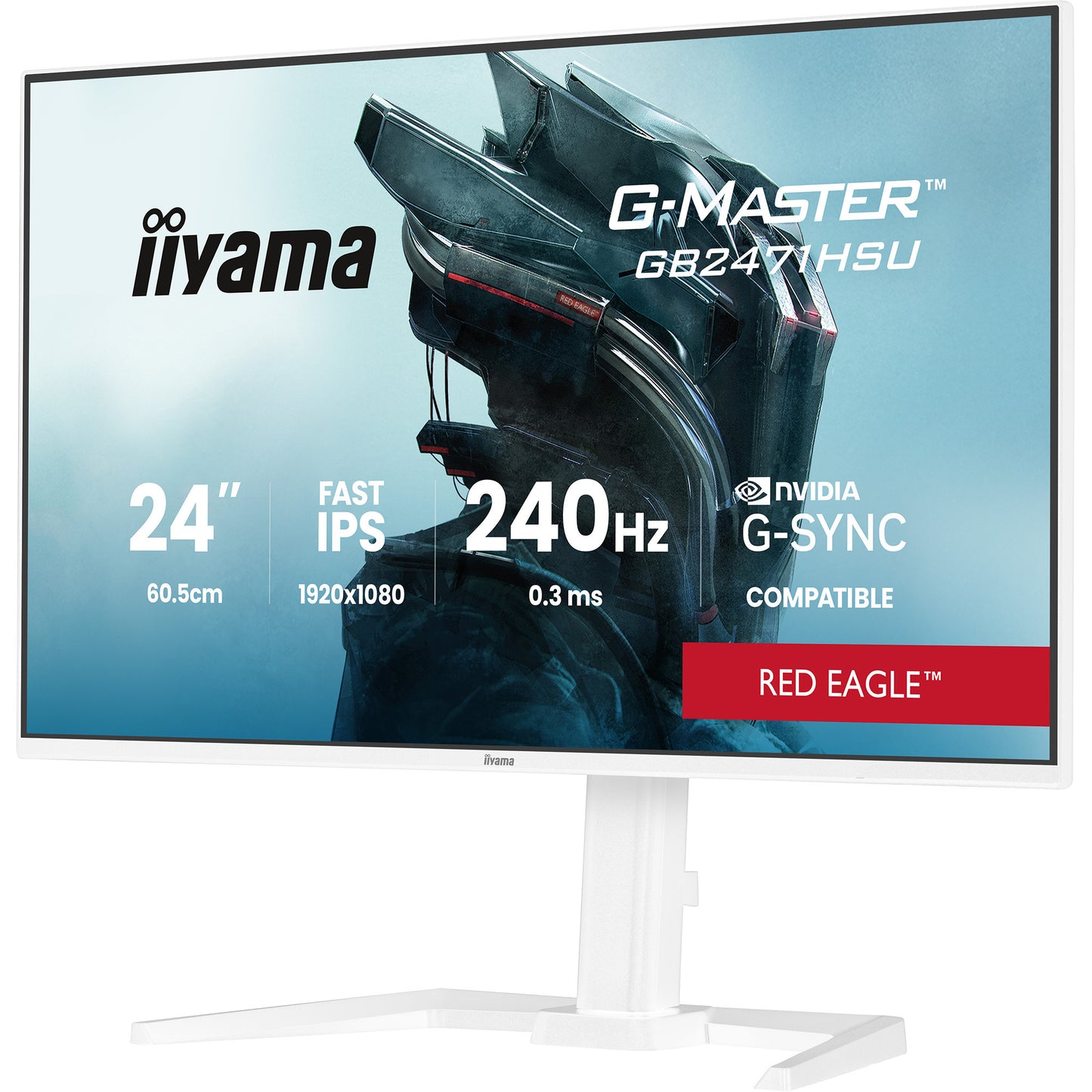 Iiyama g-master red eagle gb2471hsu-w1 23.8 gaming monitor (wit (mat), 2x hdmi, displayport, usb-a, usb-c, 240 hz)