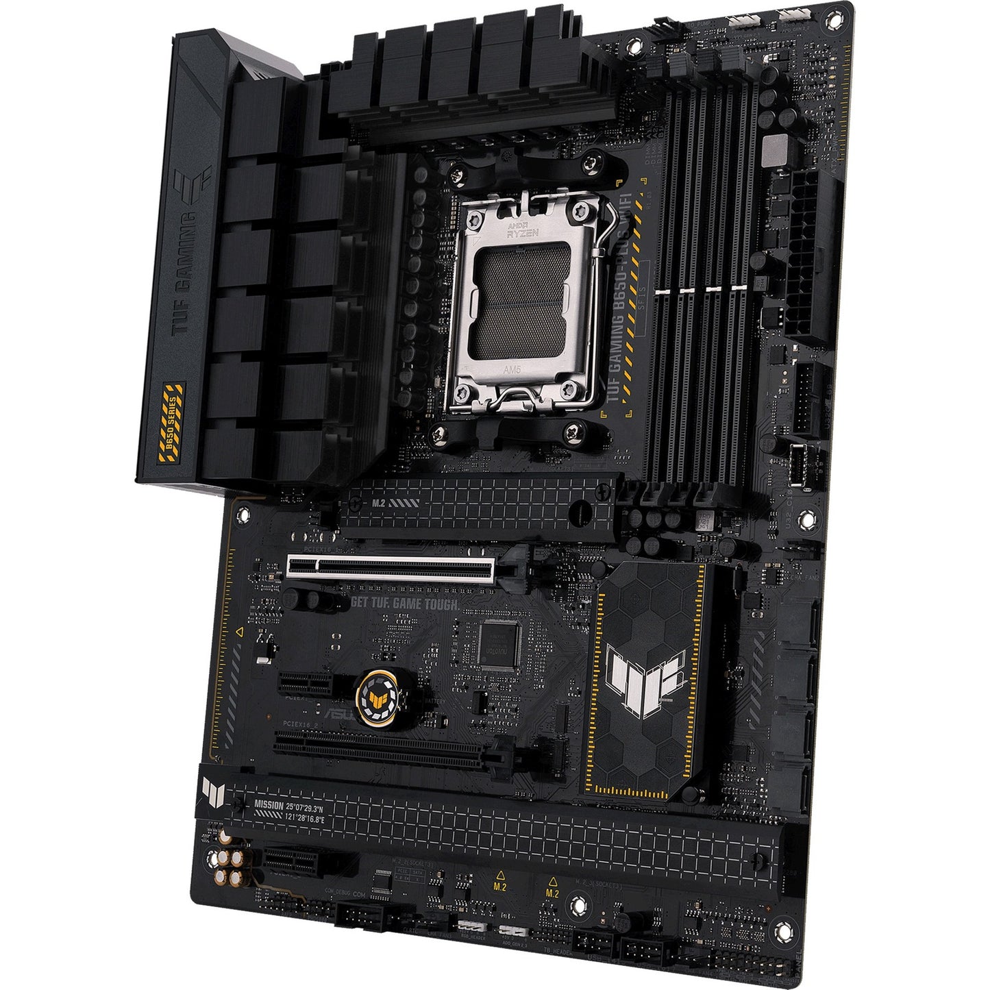 ASUS tuf gaming b650-plus wifi socket am5 moederbord (zwart lichtoranje, raid, 2.5gb-lan, wi-fi 6, bt 5.2, sound, atx)