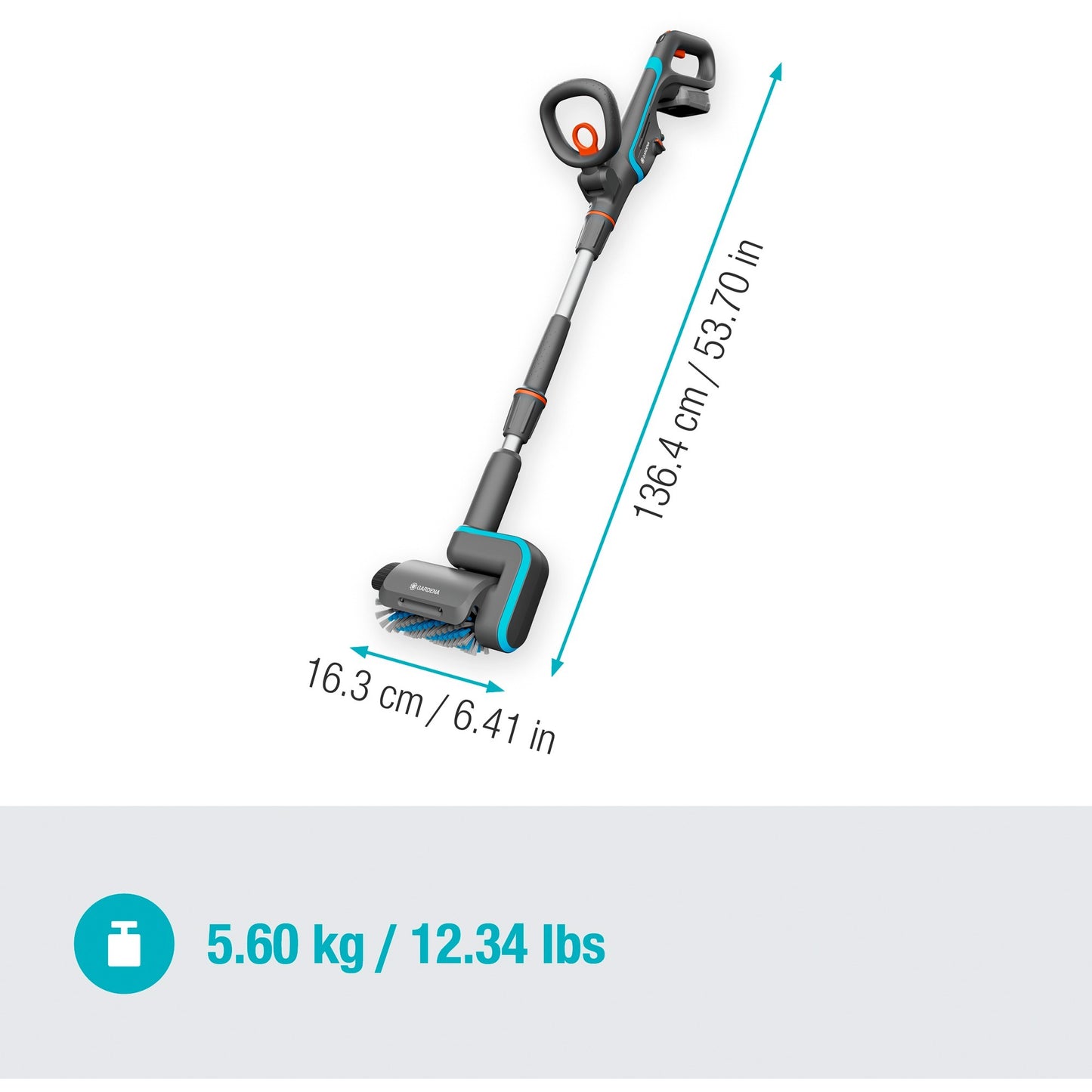 GARDENA accu-multireiniger aquabrush universal 04 18v p4a set vloerreiniger (grijs turquoise, 14842-20)