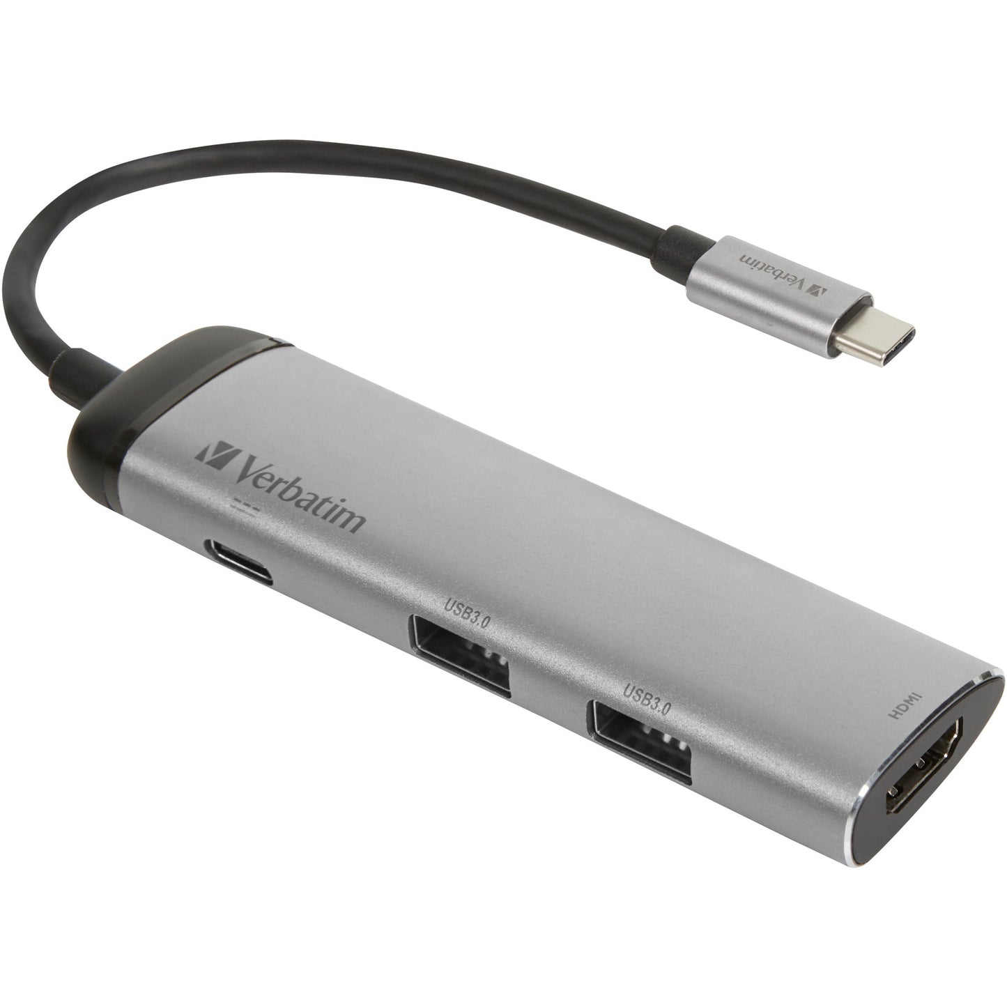 Verbatim usb 3.2 gen 1 multiport hub, usb-c > 2x usb-a + usb-c + hdmi usb-hub (zilver zwart, pd, opladen tot 100 watt)