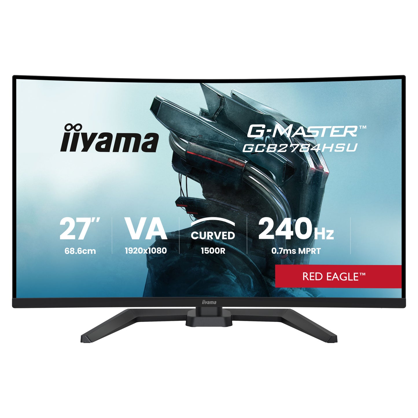 Iiyama g-master red eagle gcb2784hsu-b1 27 curved gaming monitor (zwart, 2x hdmi, 1x displayport, usb, audio, amd free-sync, 240 hz)