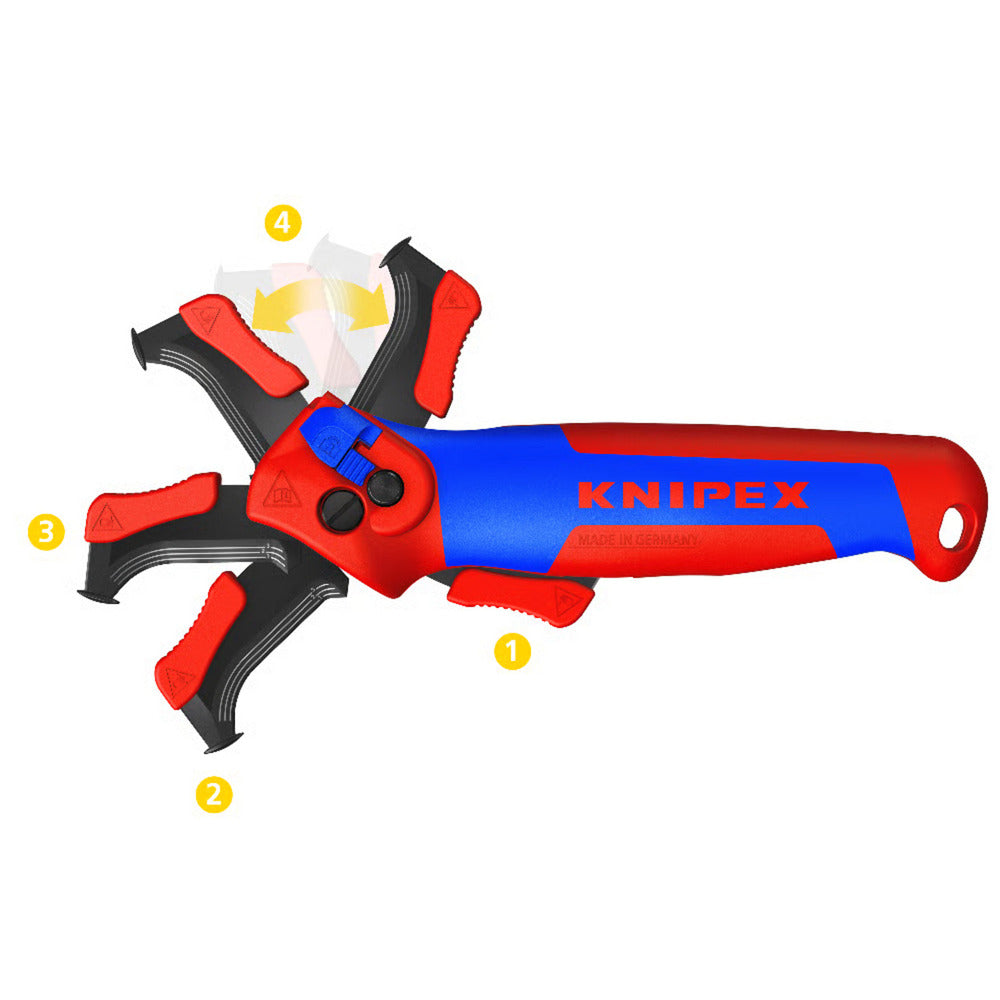 KNIPEX kabelmes, met glijschoen (rood blauw)