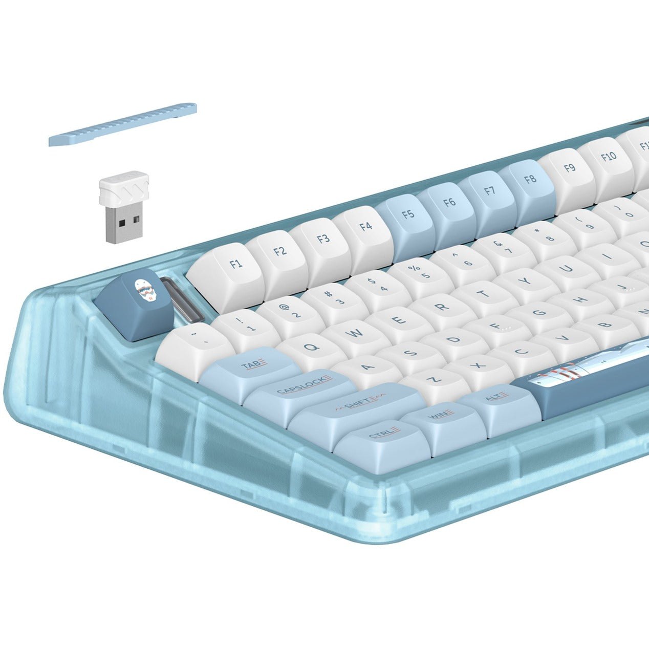 Iqunix OG80 Wintertide Wireless Mechanical Keyboard (Lichtblauw, US lay-out (QWERTY), IQUNIX Moonstone Turbo, 80% (TKL), RGB leds, Hot-swappable, PBT, 2.4GHz | Bluetooth 5.1 | USB-C)