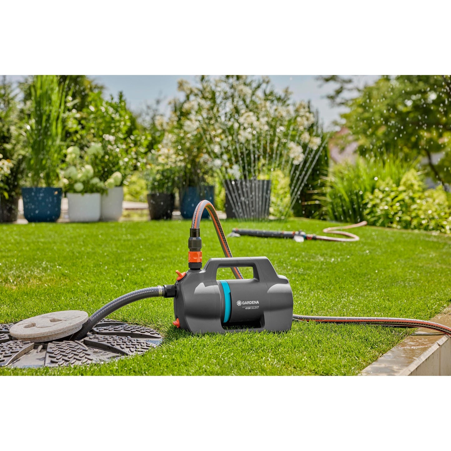 GARDENA besproeiingspomp 4100 silent (donkergrijs turquoise, 550 watt)