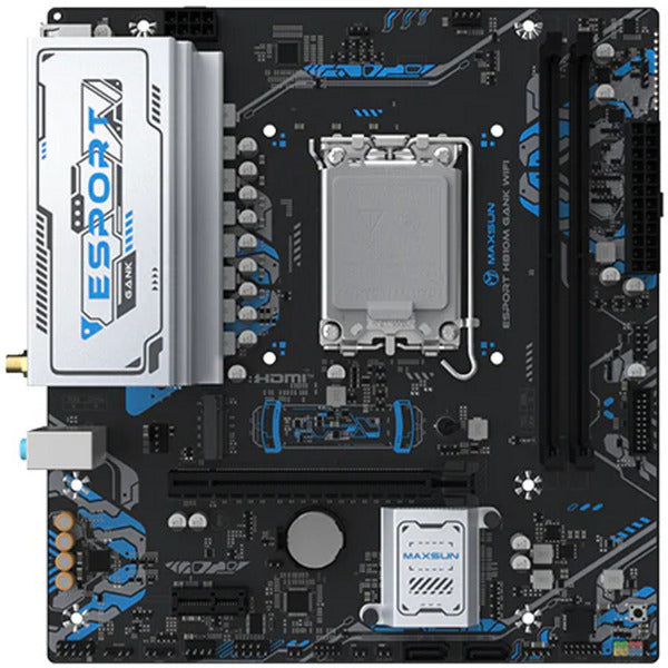 MAXSUN ms-esport-h810m gank wifi socket 1851 moederbord (zwart, gb-lan, wlan, bt, sound, µatx)