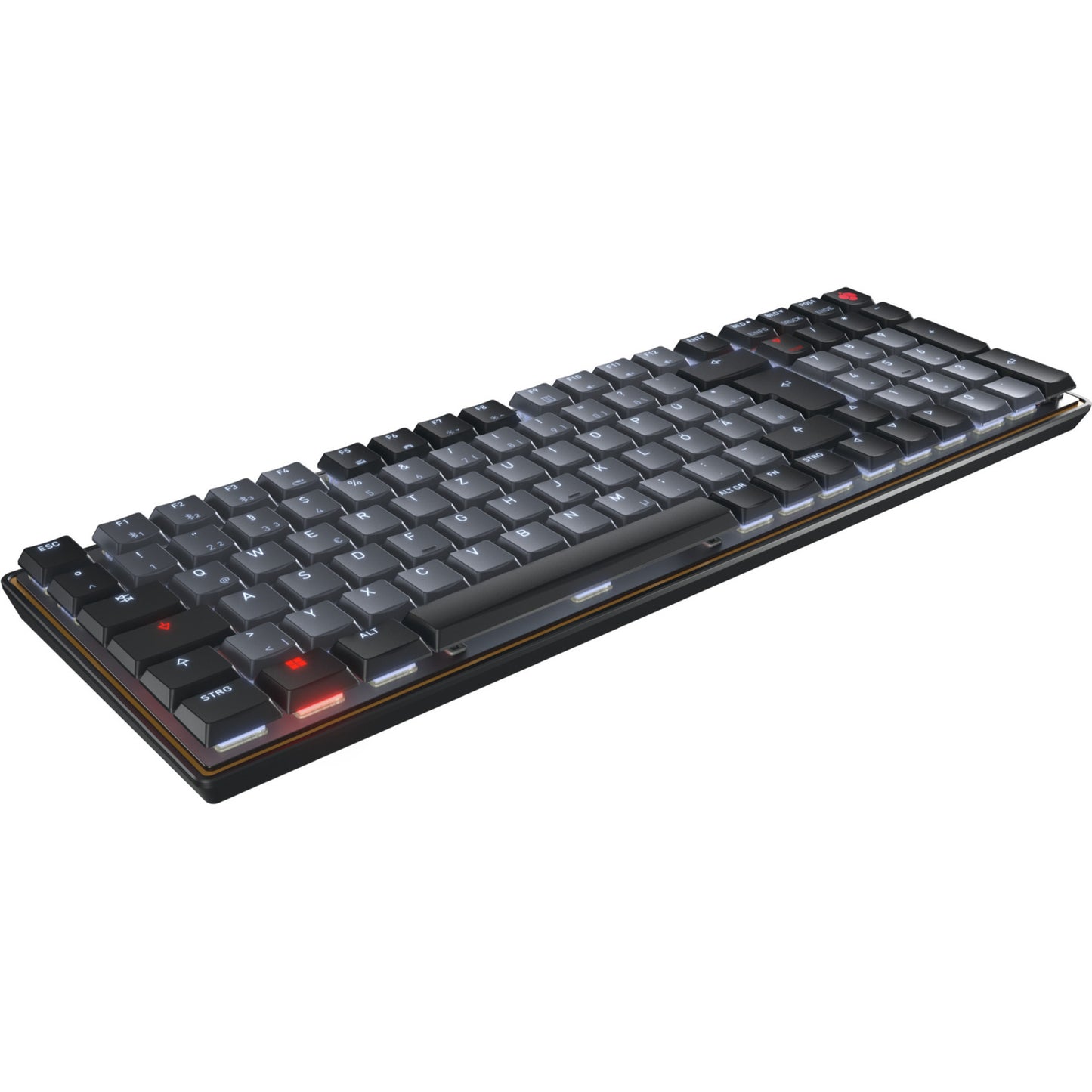 CHERRY kw 550 mx lp mechanisch toetsenbord (zwart, us lay-out (qwerty), mx low profile 2.0 ivory, 96%, white leds, pbt keycaps)