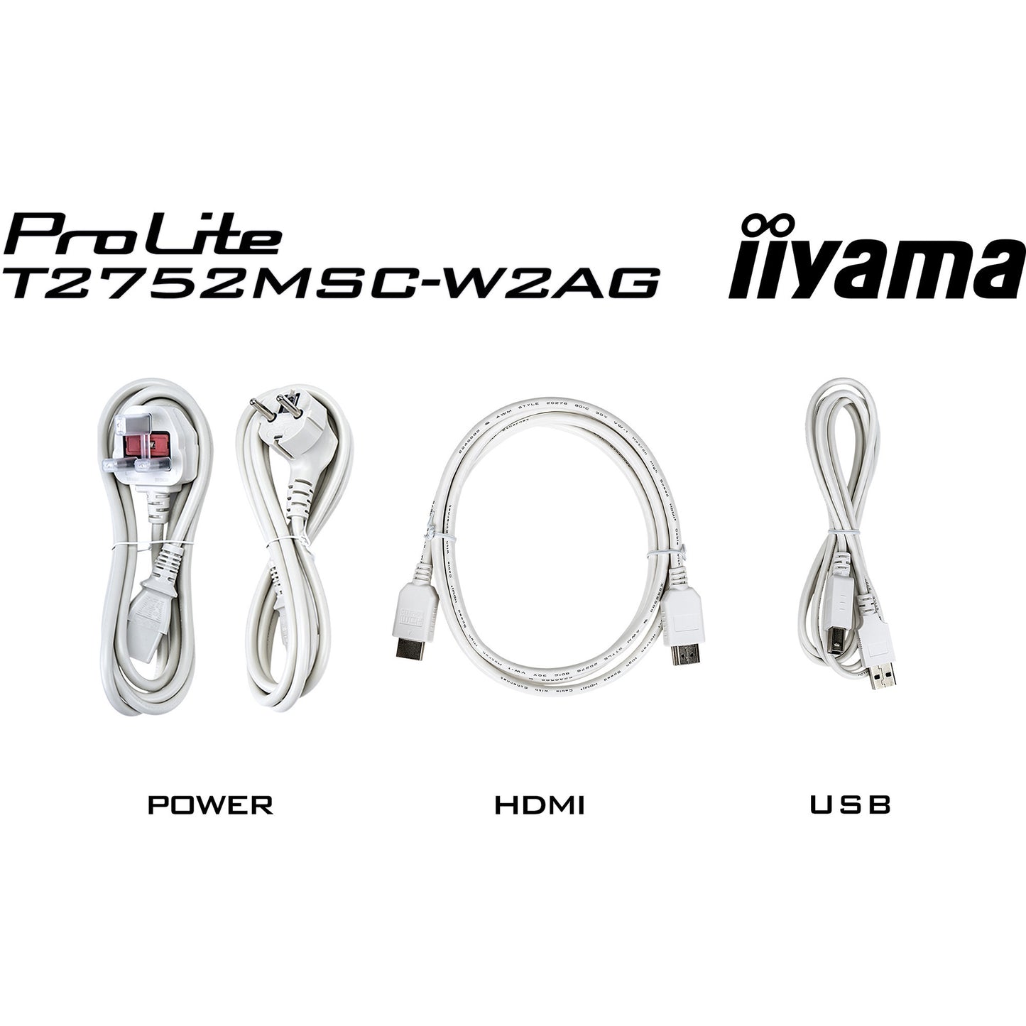 Iiyama prolite t2752msc-w1ag 27 touchscreen monitor (wit (mat), 100 hz, hdmi, displayport, usb 3.2 gen 1, audio, touchscreen )