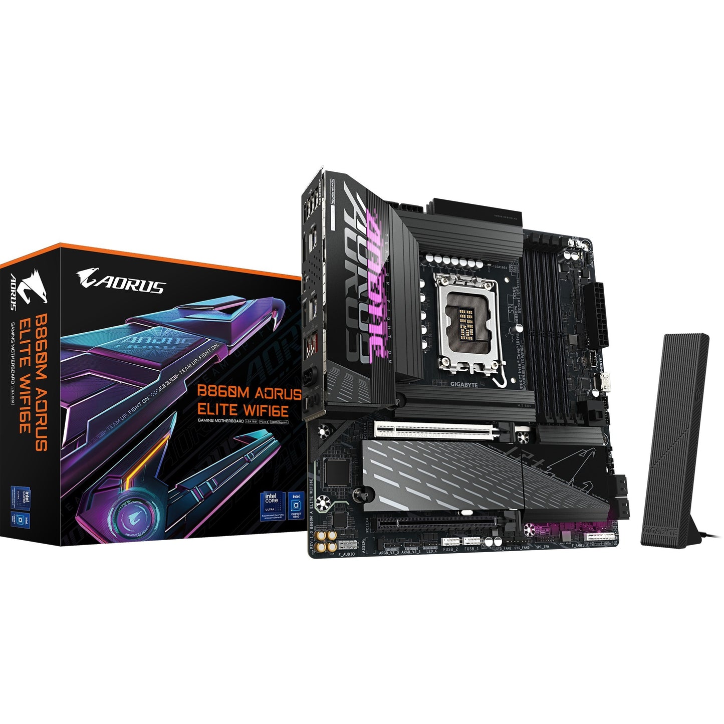 GIGABYTE b860m aorus elite wifi6e socket 1851 moederbord (zwart, raid, 2,5gb-lan, wi-fi 6e, bt, sound, µatx)