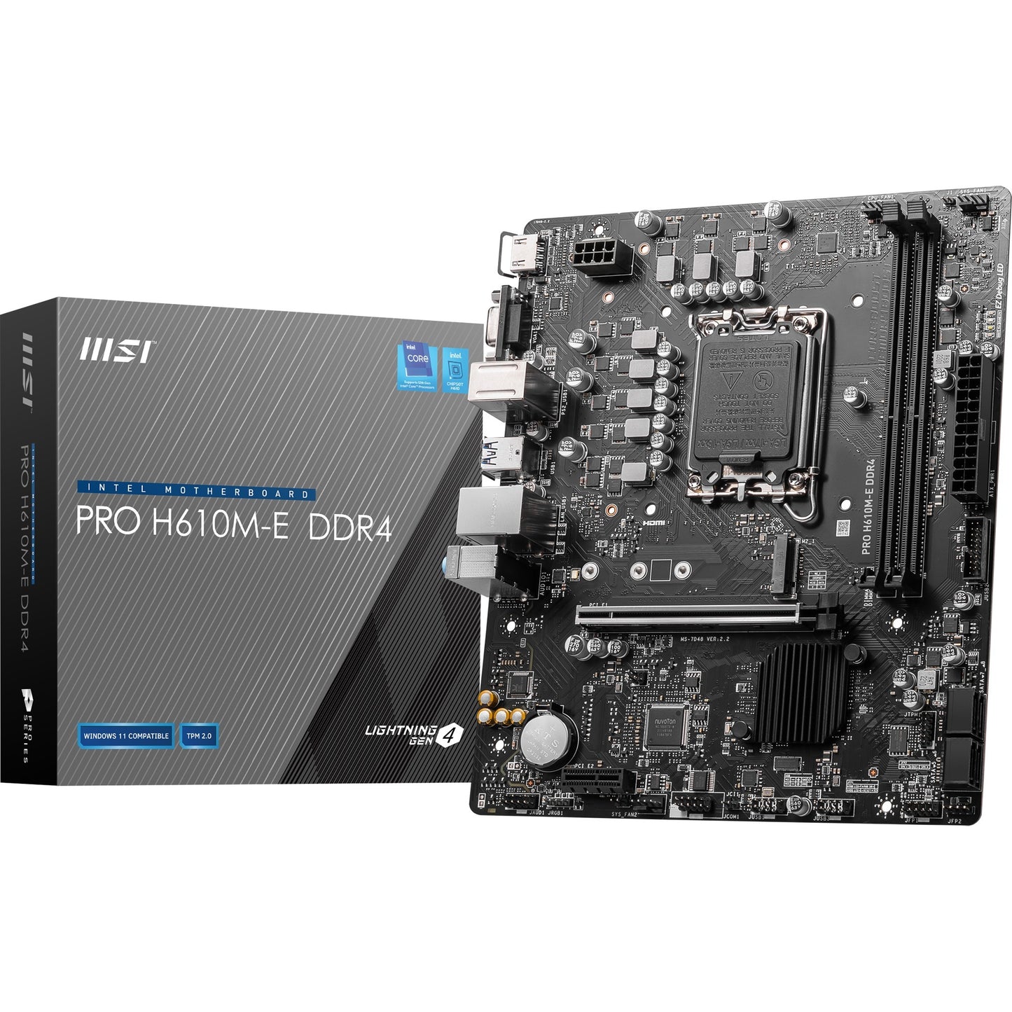 MSI pro h610m-e ddr4 socket 1700 moederbord (zwart, gb-lan, sound, µatx)
