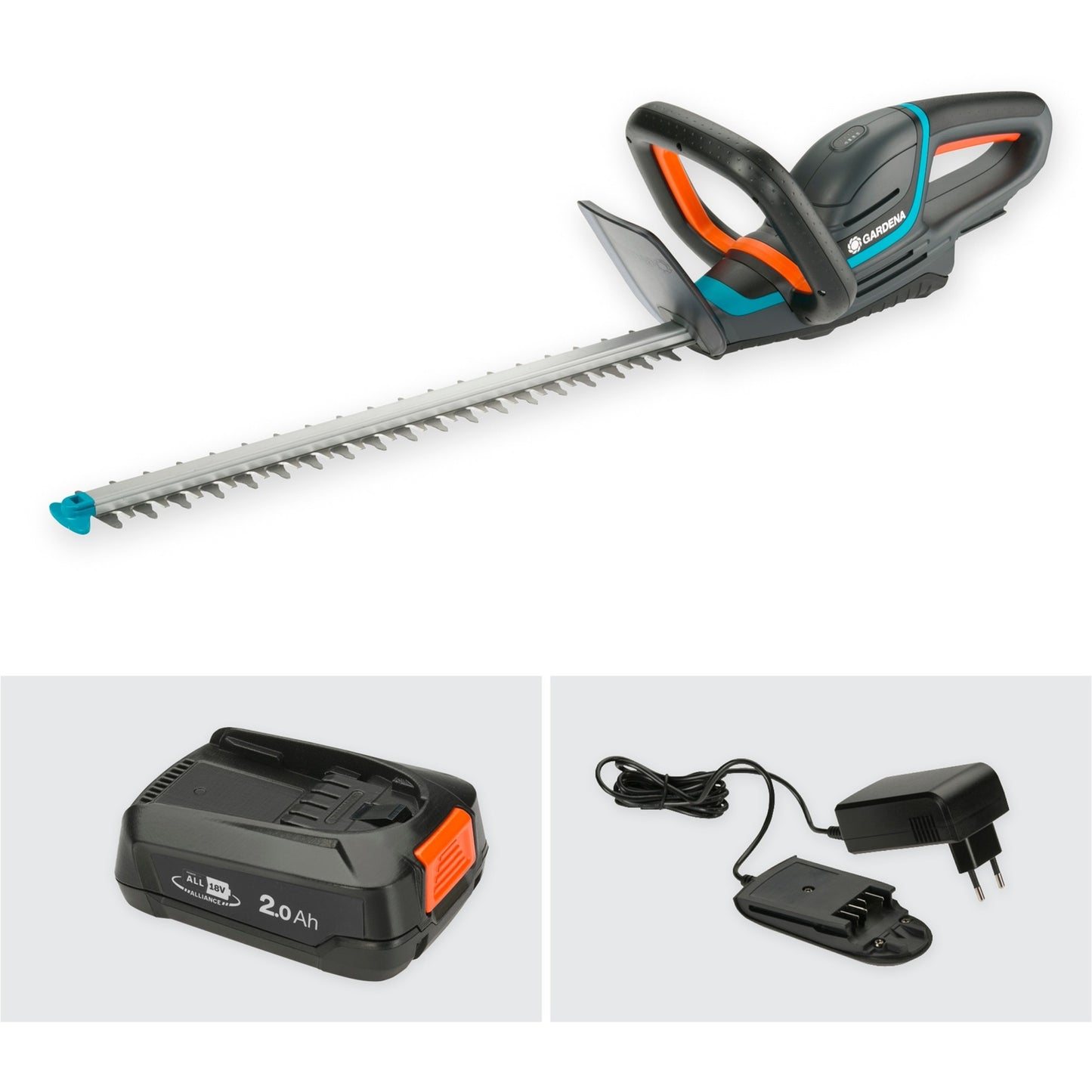 GARDENA accu heggenschaar comfortcut 50 18v p4a set (grijs turquoise, 14730-20, accu inbegrepen)