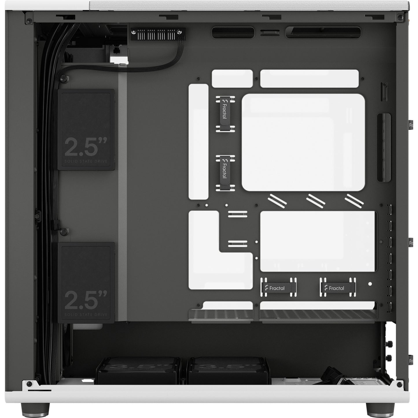 Fractal Design north xl rc chalk white tg clear midi tower behuizing (wit houtkleur | 2x usb-a | 1x usb-c | tempered glass)