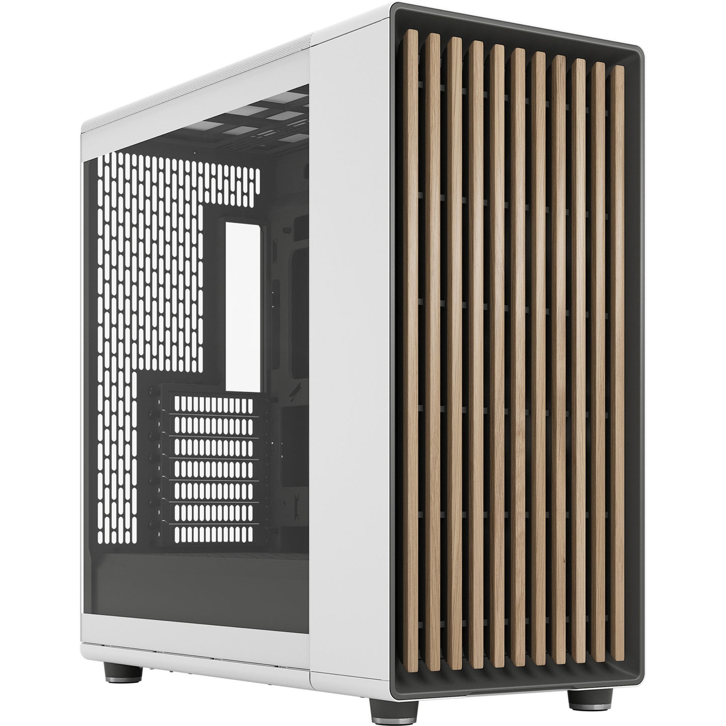 Fractal Design north xl rc chalk white tg clear midi tower behuizing (wit houtkleur | 2x usb-a | 1x usb-c | tempered glass)