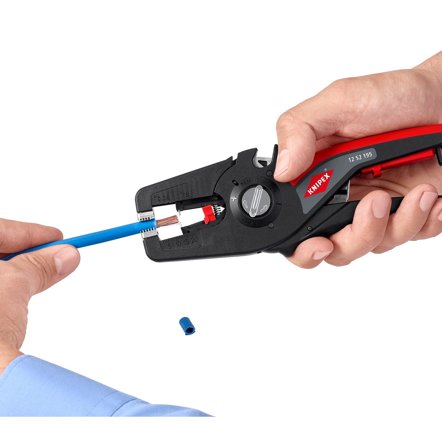KNIPEX precistrip16 automatische afstriptang (zwart rood, geïntegreerde draadsnijder)