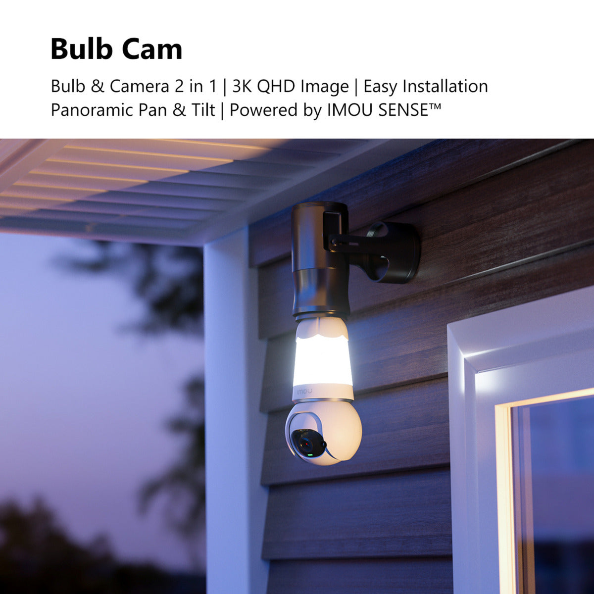 Imou Bulb Cam 2K beveiligingscamera (Wit, E26 E27 universele schroeffitting)