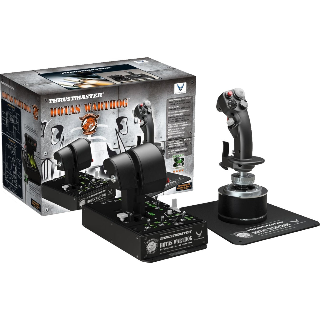 Thrustmaster hotas warthog joystick en throttle gaming hotas (zwart zilver, pc)