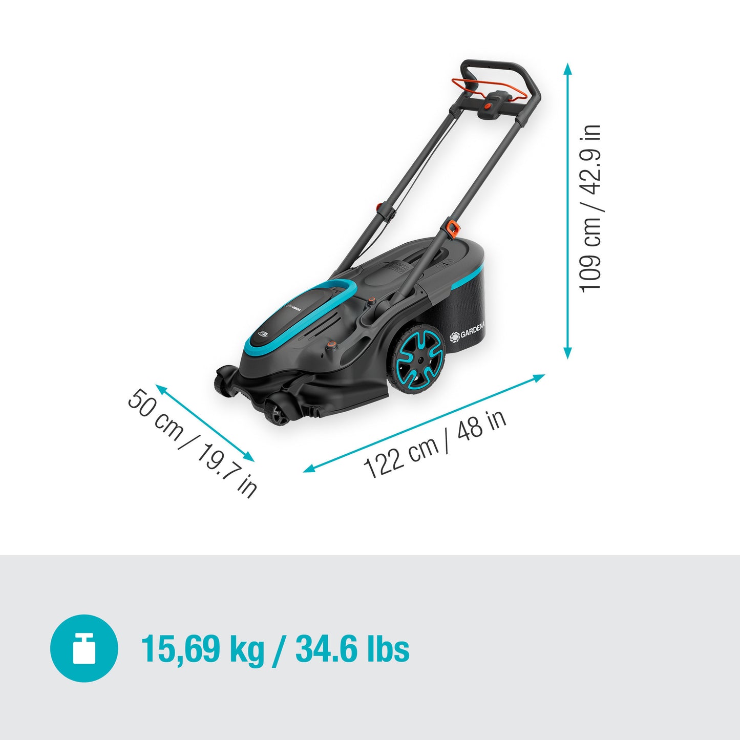 GARDENA grasmaaier powermax duo 46 36v (zwart grijs, accu en lader niet inbegrepen)