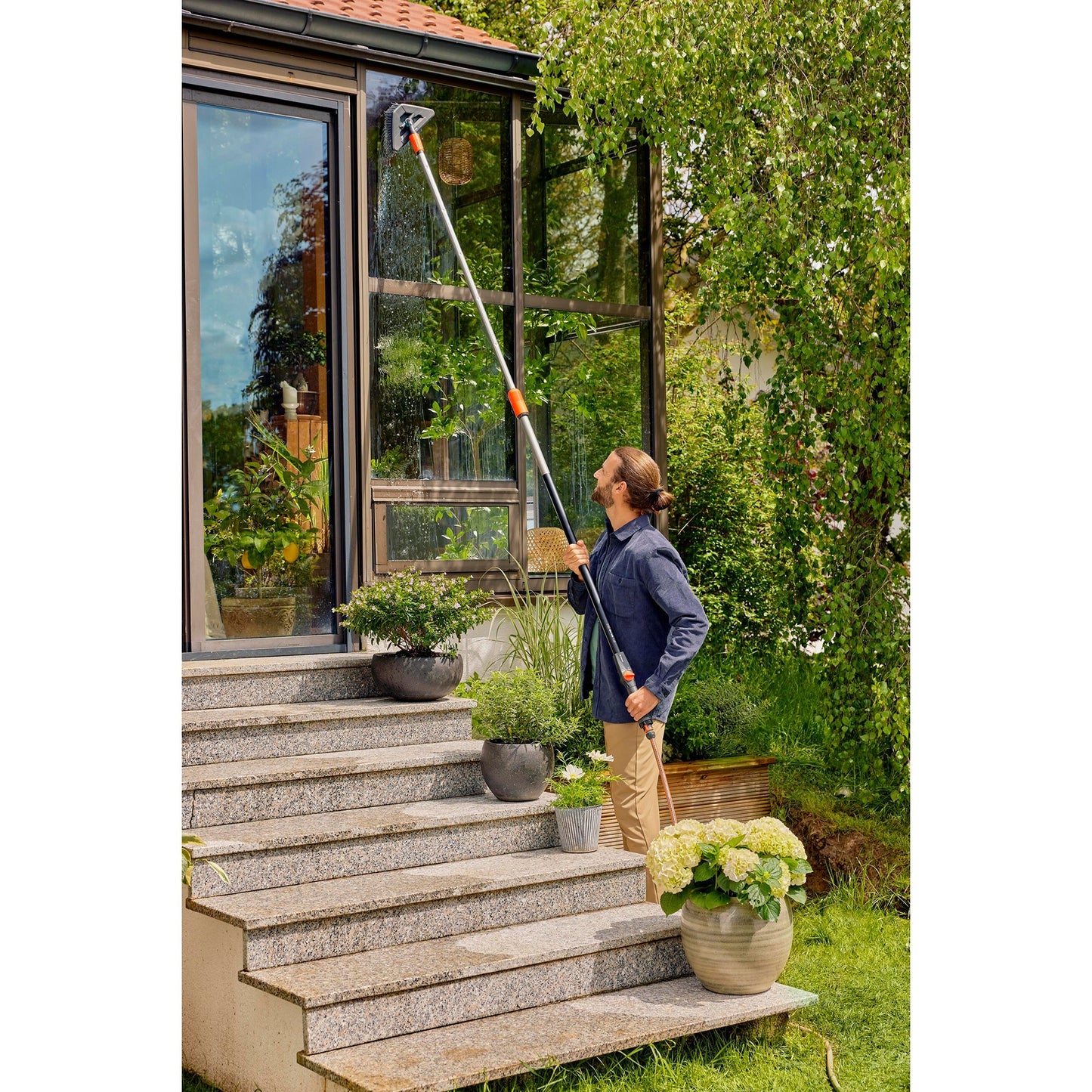 GARDENA cleansystem steelborstel soft flex wasborstel (grijs, 18812-20)