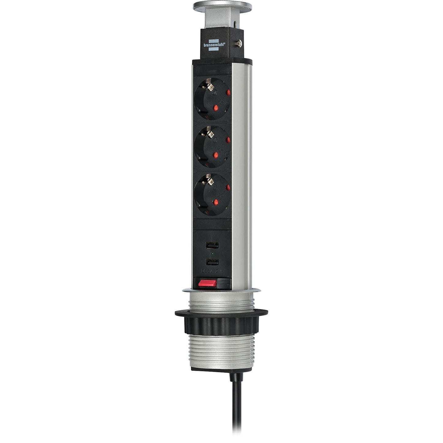 Brennenstuhl tower power stekkerdoos met usb stekkerdoos (zilver zwart)