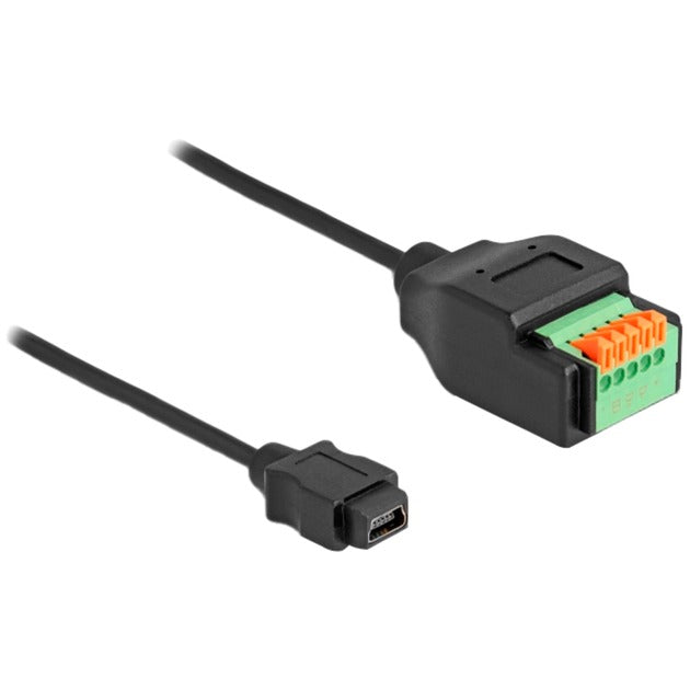 DeLOCK usb 2.0 adapter, usb 2.0 type mini-b female > 5 pin terminal block (zwart, 15cm)