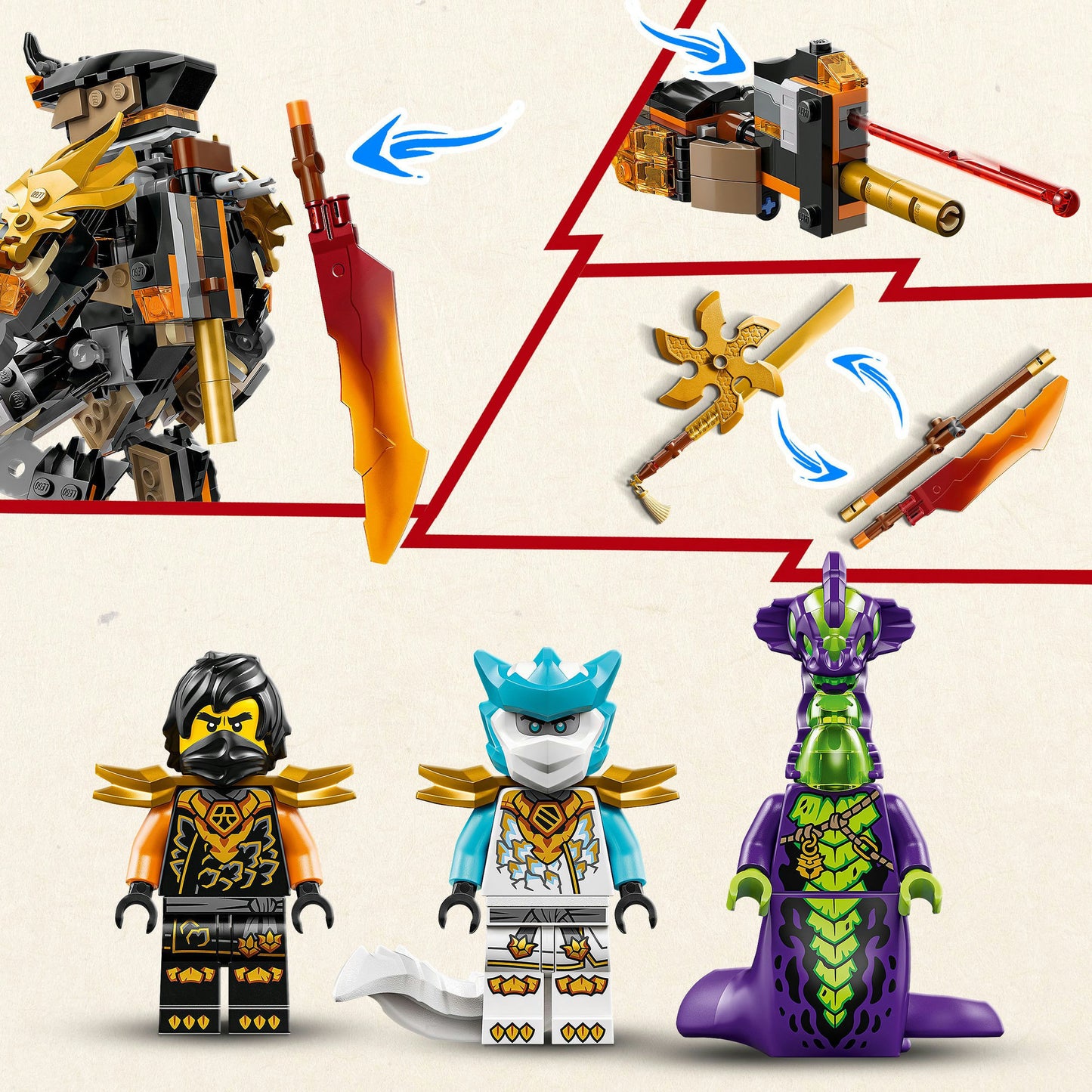 LEGO ninjago 71854 cole's missiemecha en draak zane
