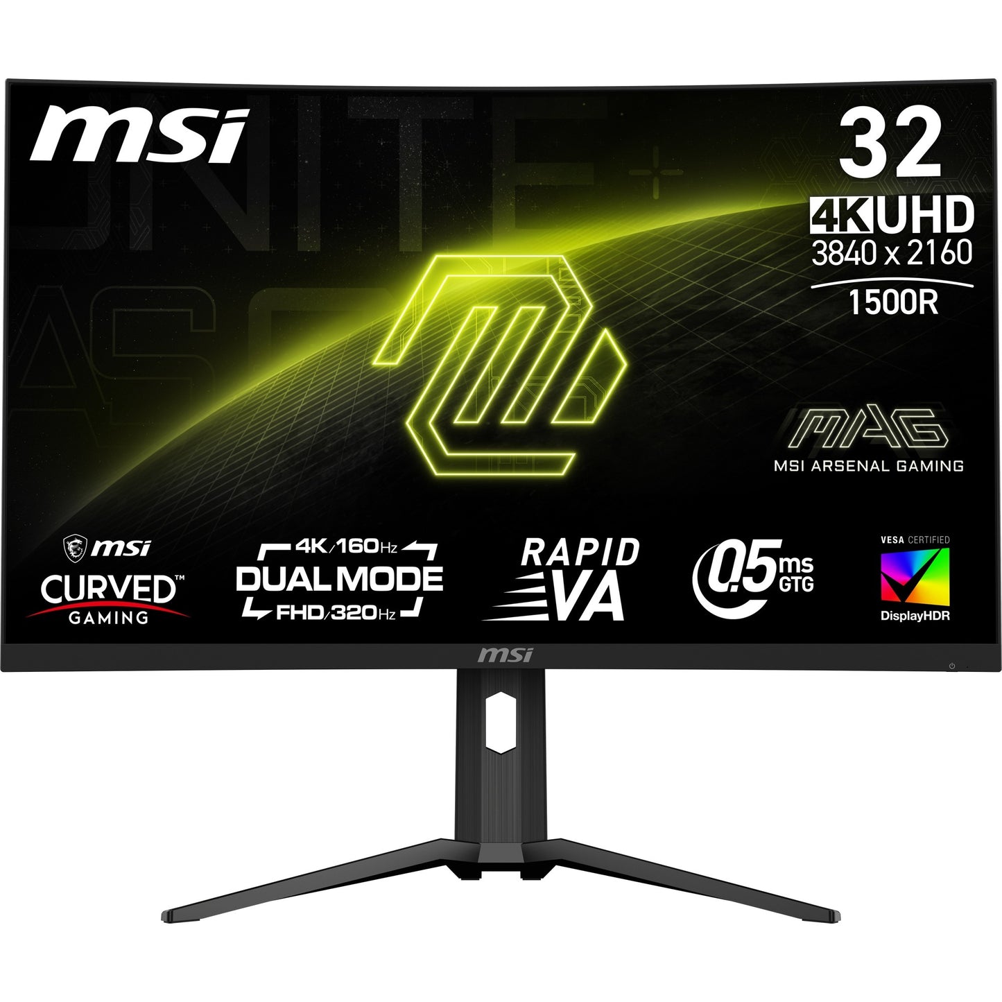 MSI mag 321cupdf 31.5 4k uhd curved gaming monitor (zwart, 2x hdmi, displayport, usb-c, 160 hz 320 hz)