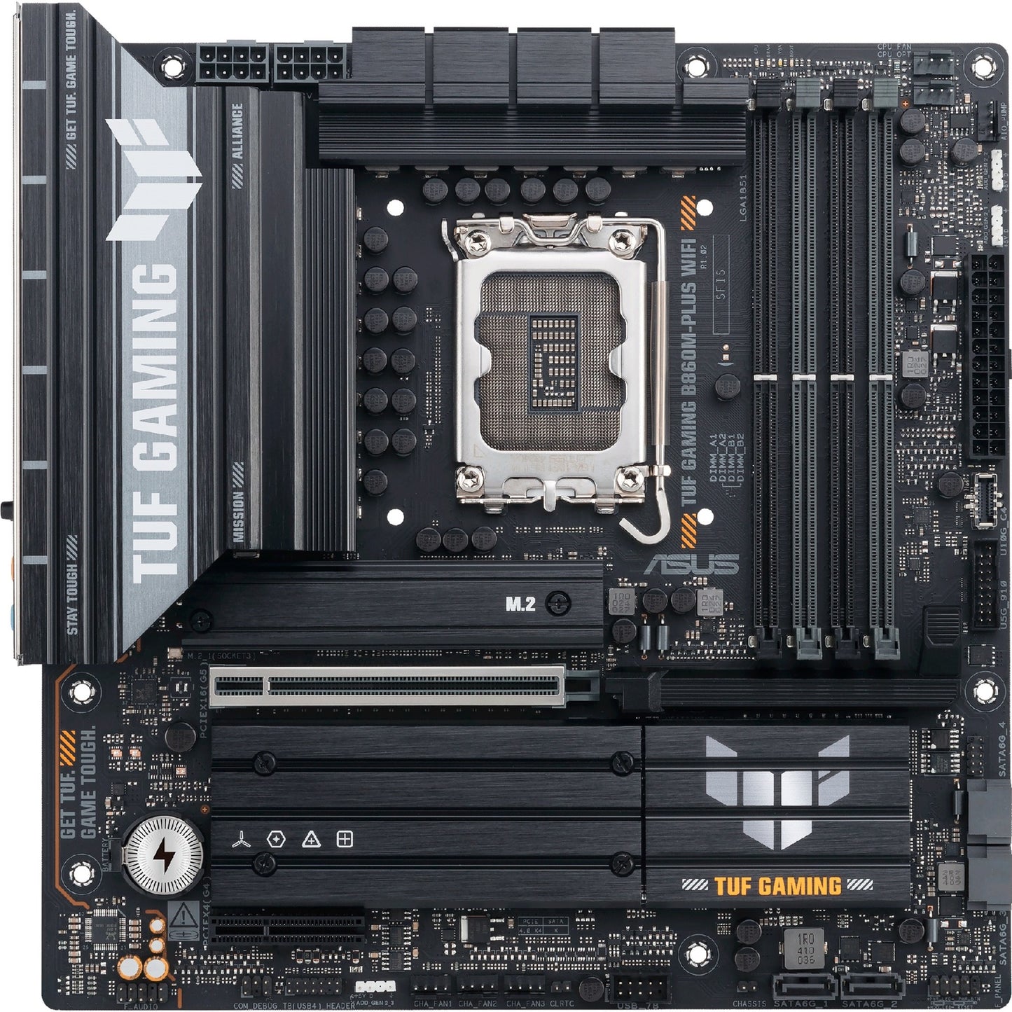 ASUS tuf gaming b860m-plus wifi socket 1851 moederbord (2.5 gb-lan, wi-fi 7, bt, sound, µatx)