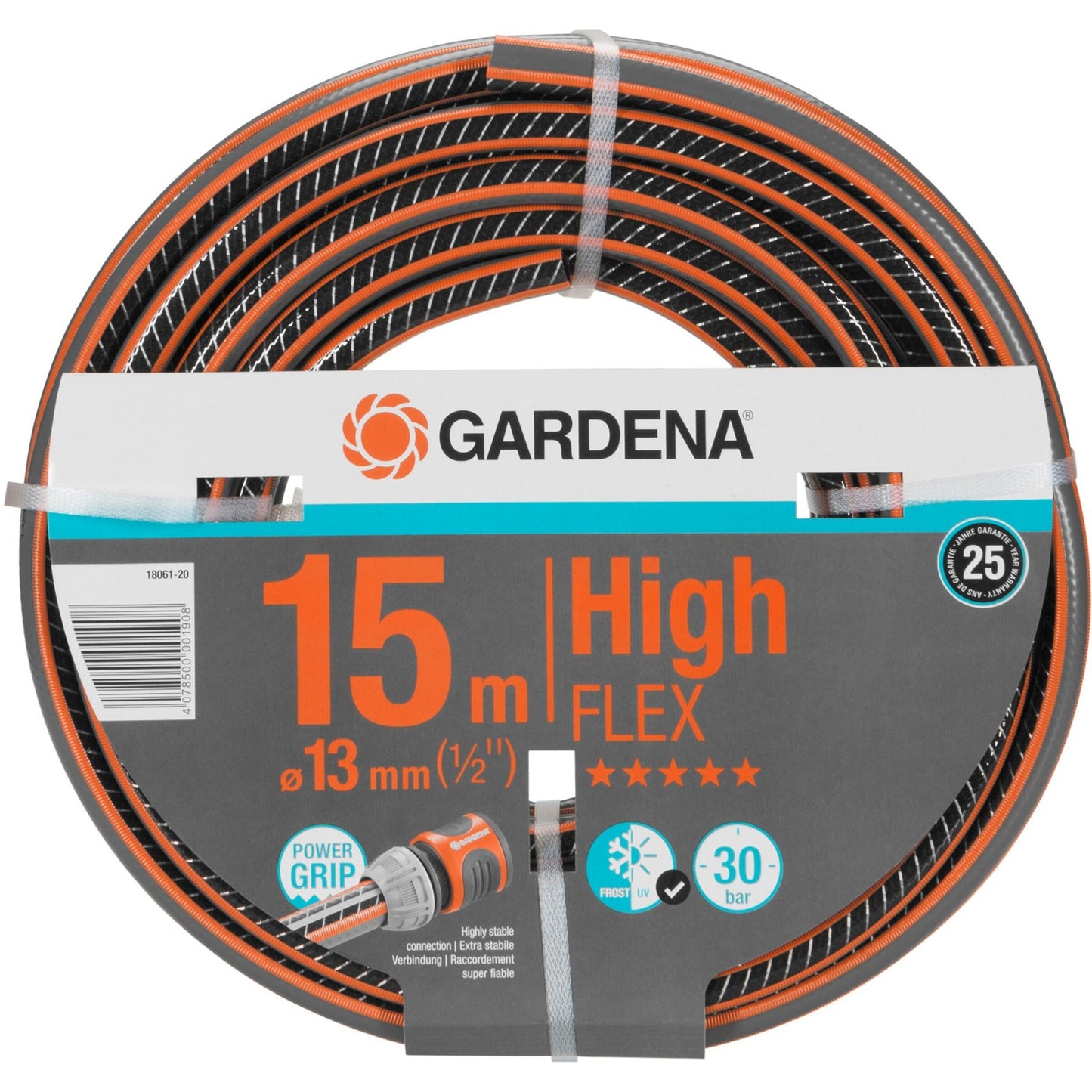 GARDENA comfort highflex slang 13 mm (1 2 ) (grijs oranje, 18061-20, 15 m)