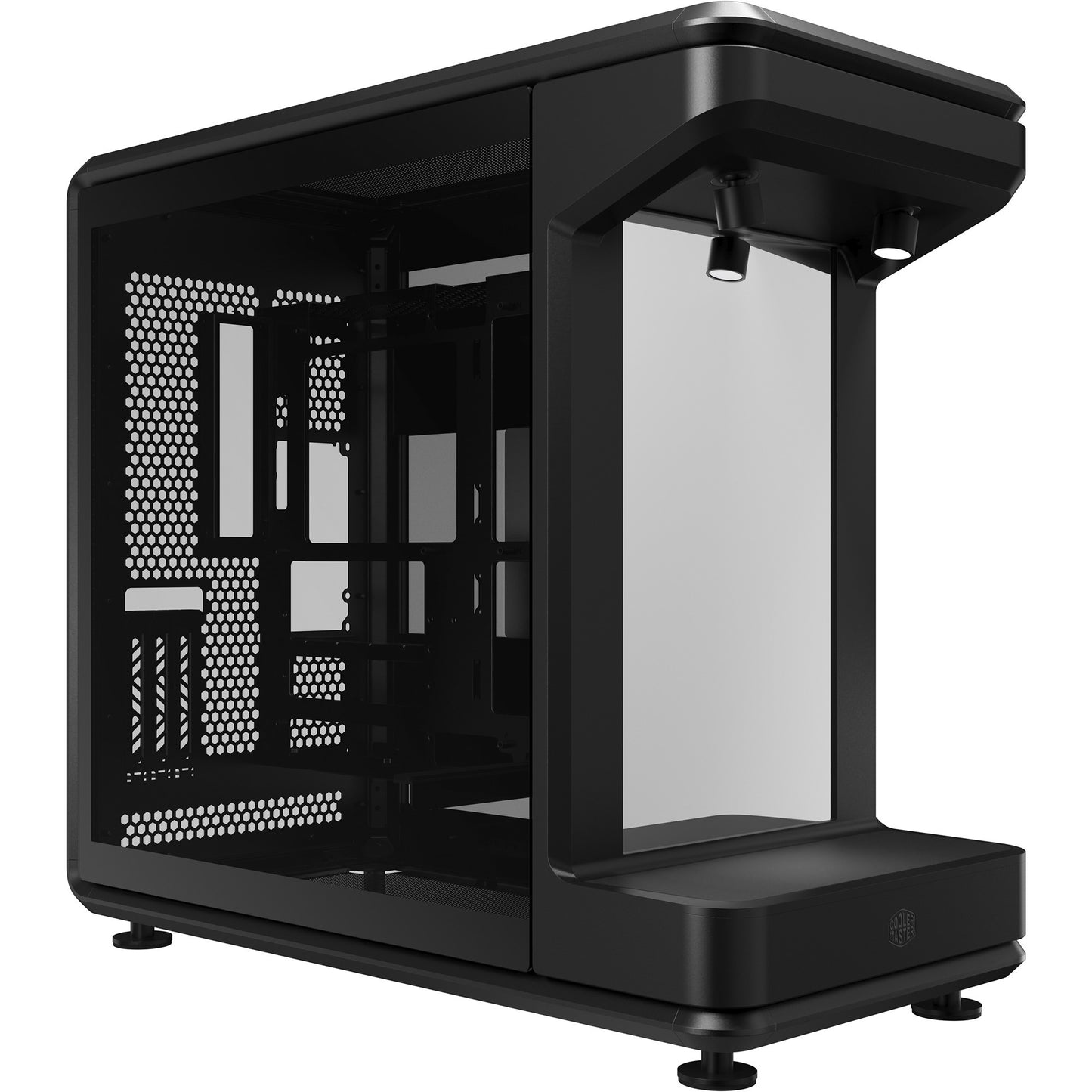 Cooler Master masterframe 360 stage mirror midi tower behuizing (zwart | 2x usb-a | 1x usb-c | rgb | tempered glass)