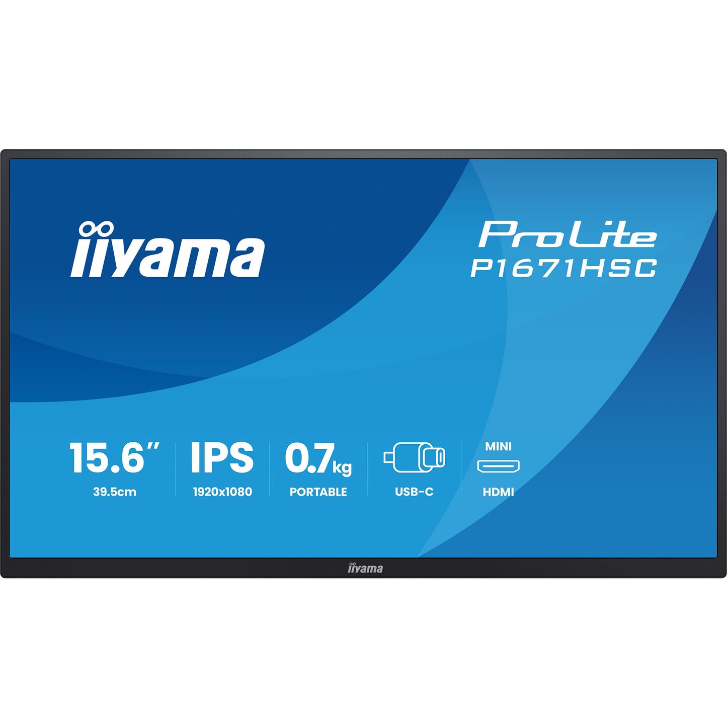 Iiyama prolite p1671hsc-b1 15.6 monitor (zwart (mat), mini-hdmi (type-c), 2x usb-c)