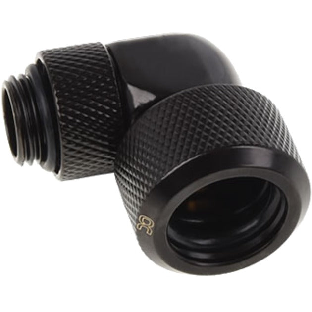 Alphacool eiszapfen 16 mm hardtube compressiefitting 90° draaibaar g1 4 verbinding (zwart, gekarteld, diep zwart)