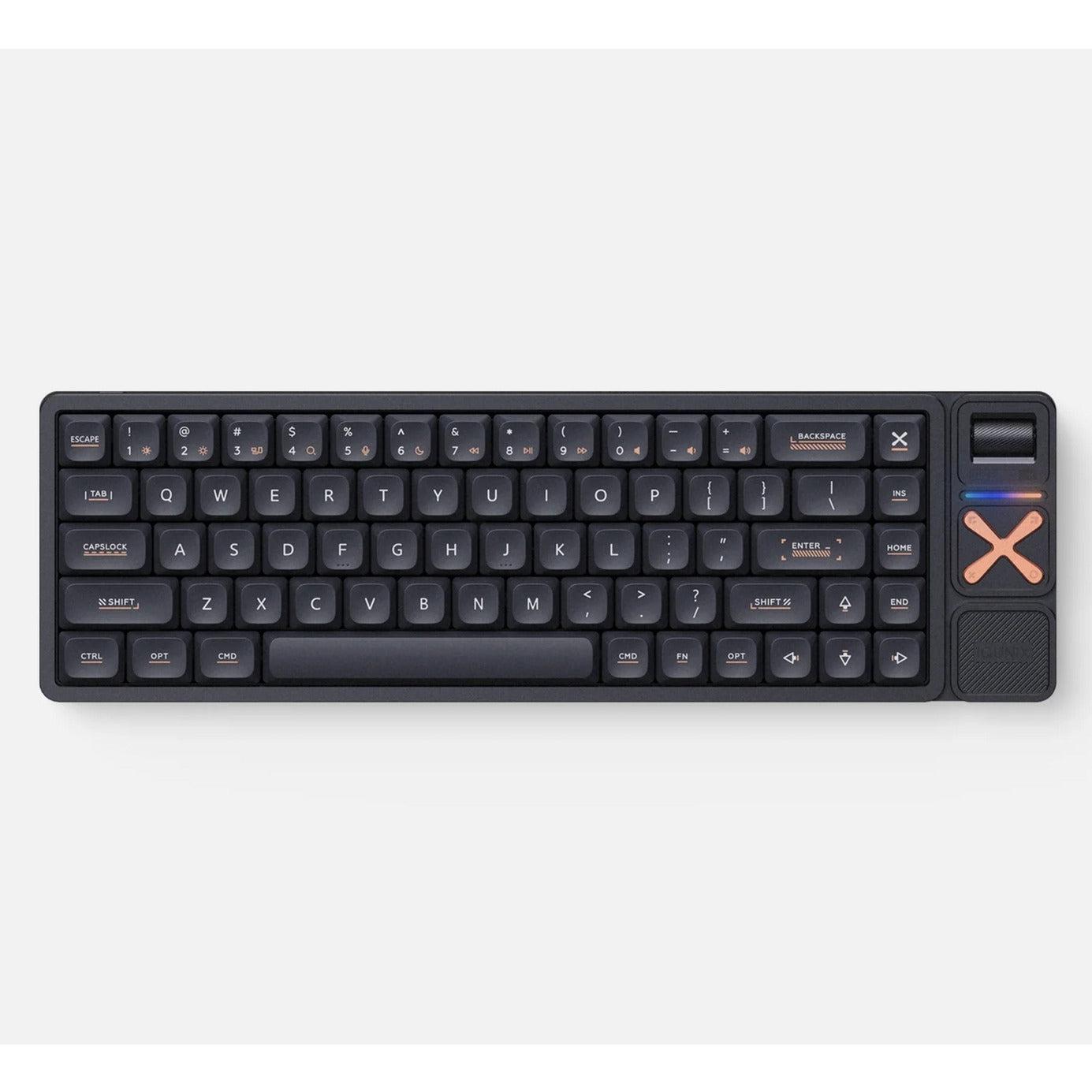 Iqunix Magi65 Pro Shadow Black RGB mechanisch gaming toetsenbord (Zwart, US lay-out (QWERTY), IQUNIX Gold Red, 65%, RGB leds, Hot-swappable, PBT, 2.4GHz | Bluetooth 5.1 | USB-C)