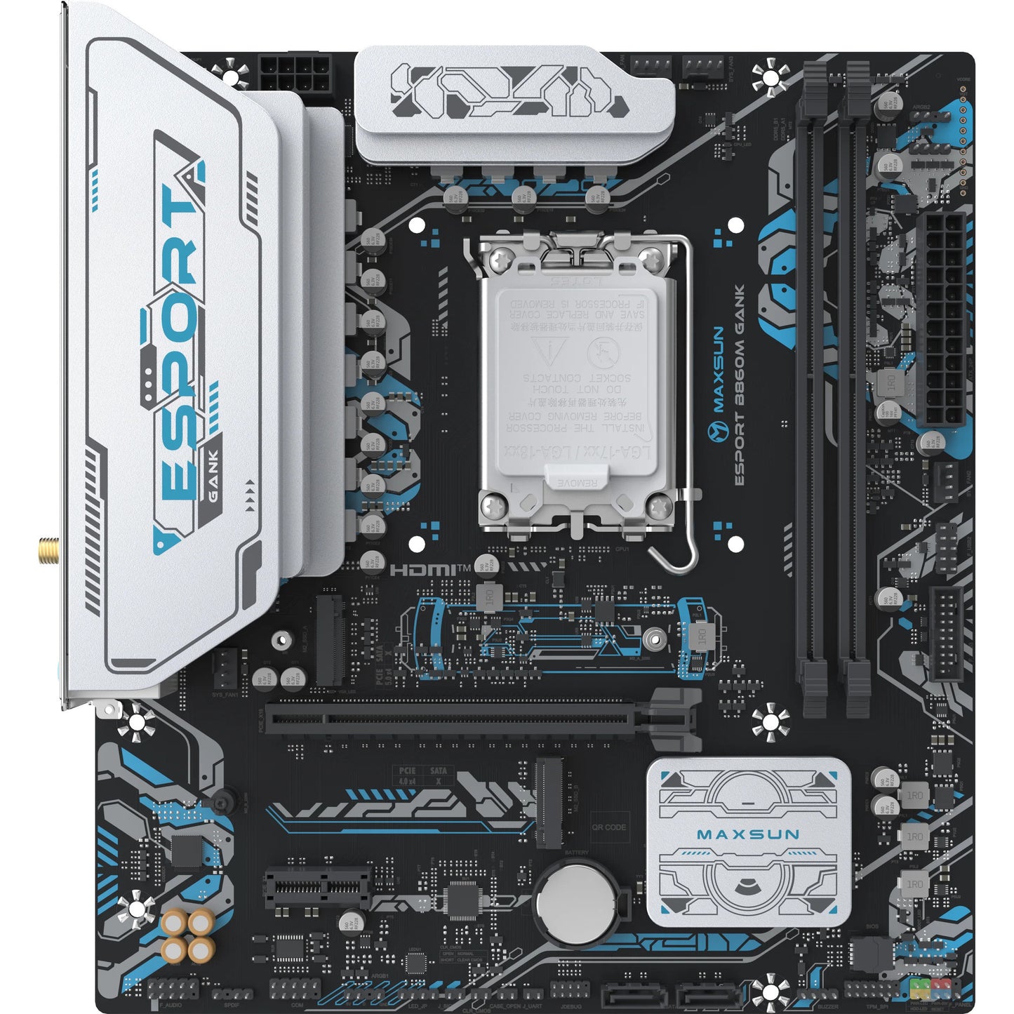 MAXSUN ms-esport b860m gank wifi socket 1851 moederbord (zwart, raid, gb-lan, wlan, bt, sound, µatx)