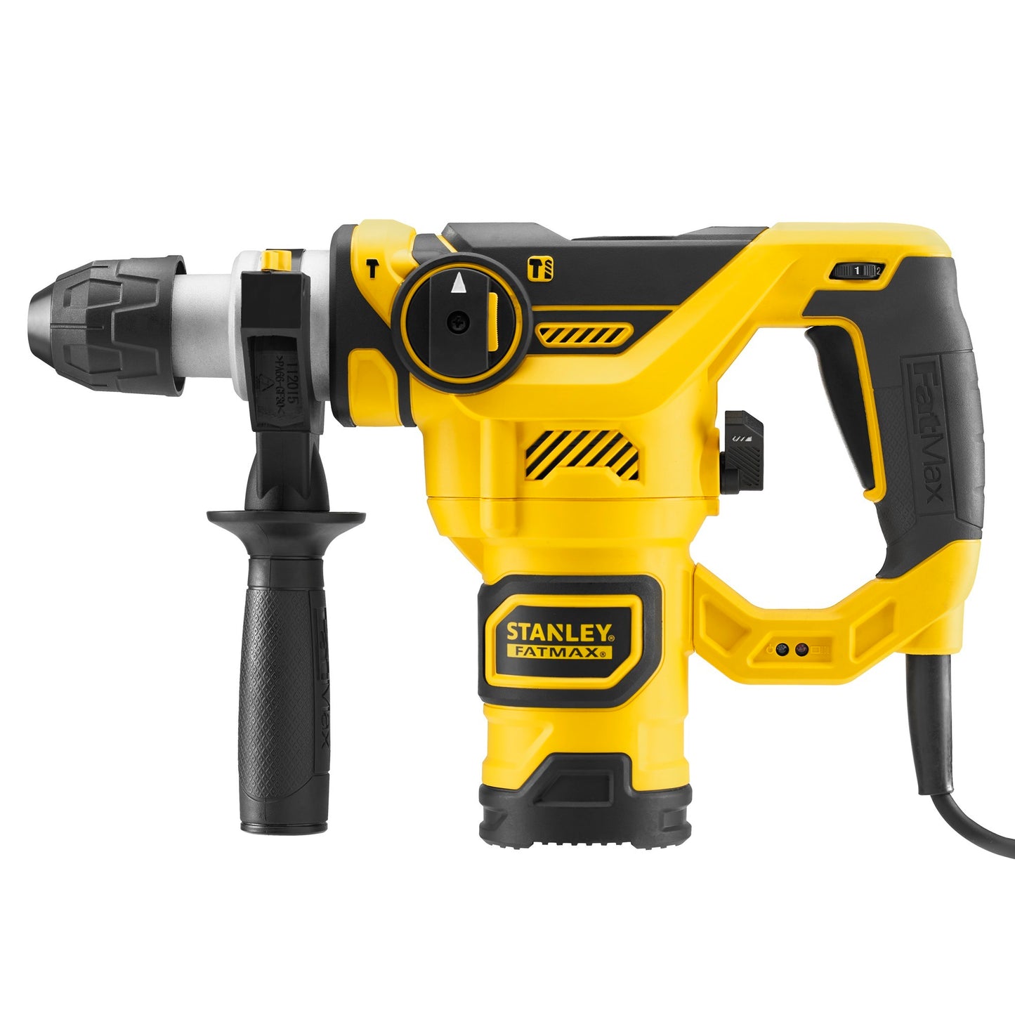 Stanley fatmax 1250w pneumatische boorhamer met 3-delige beitelset (geel zwart, sds+, met koffer)