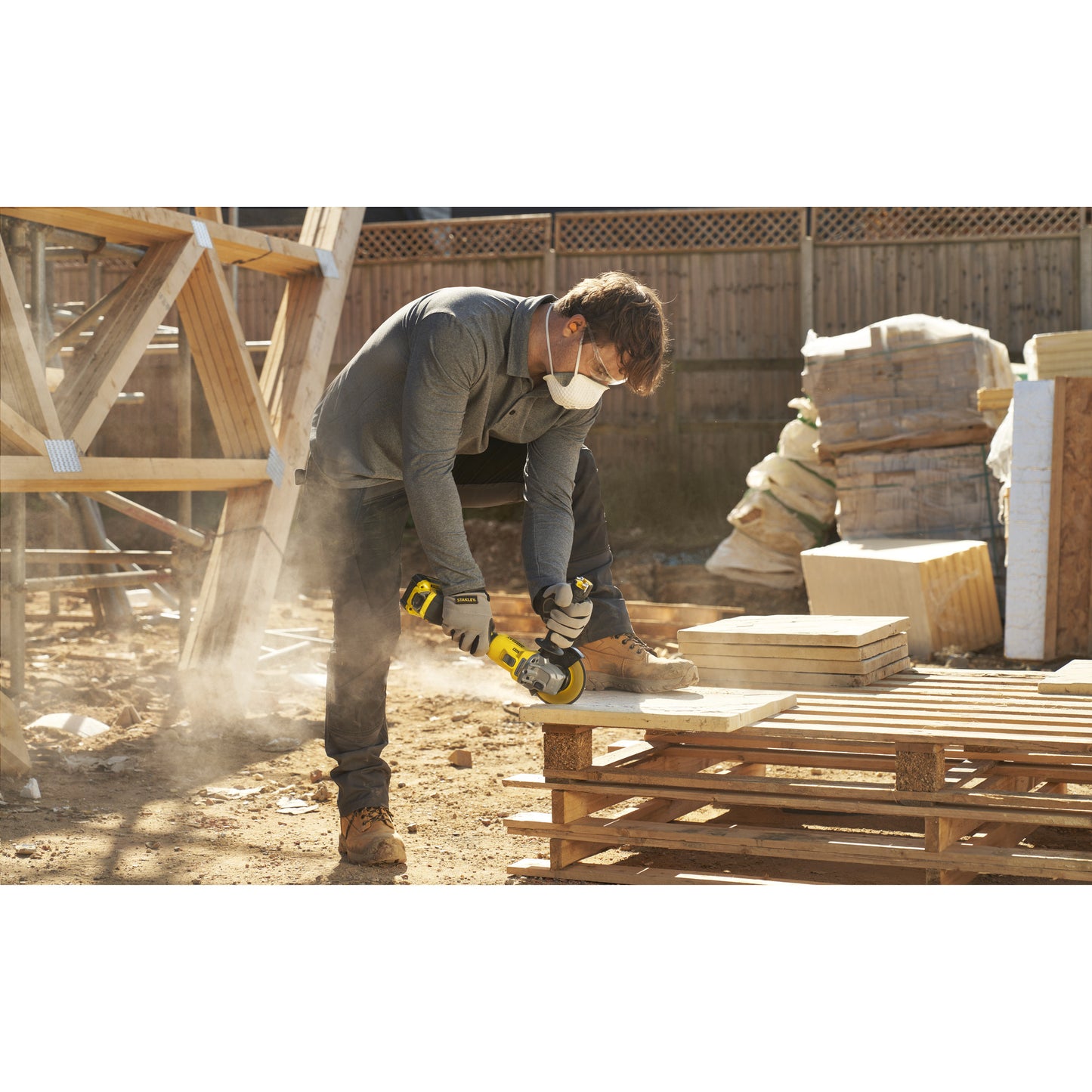 Stanley fatmax v20 18v haakse slijper 125mm (zwart geel, accu en oplader niet inbegrepen)