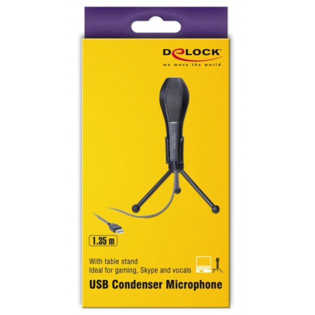 DeLOCK usb condenser microfoon (zwart, met tafel standaard)