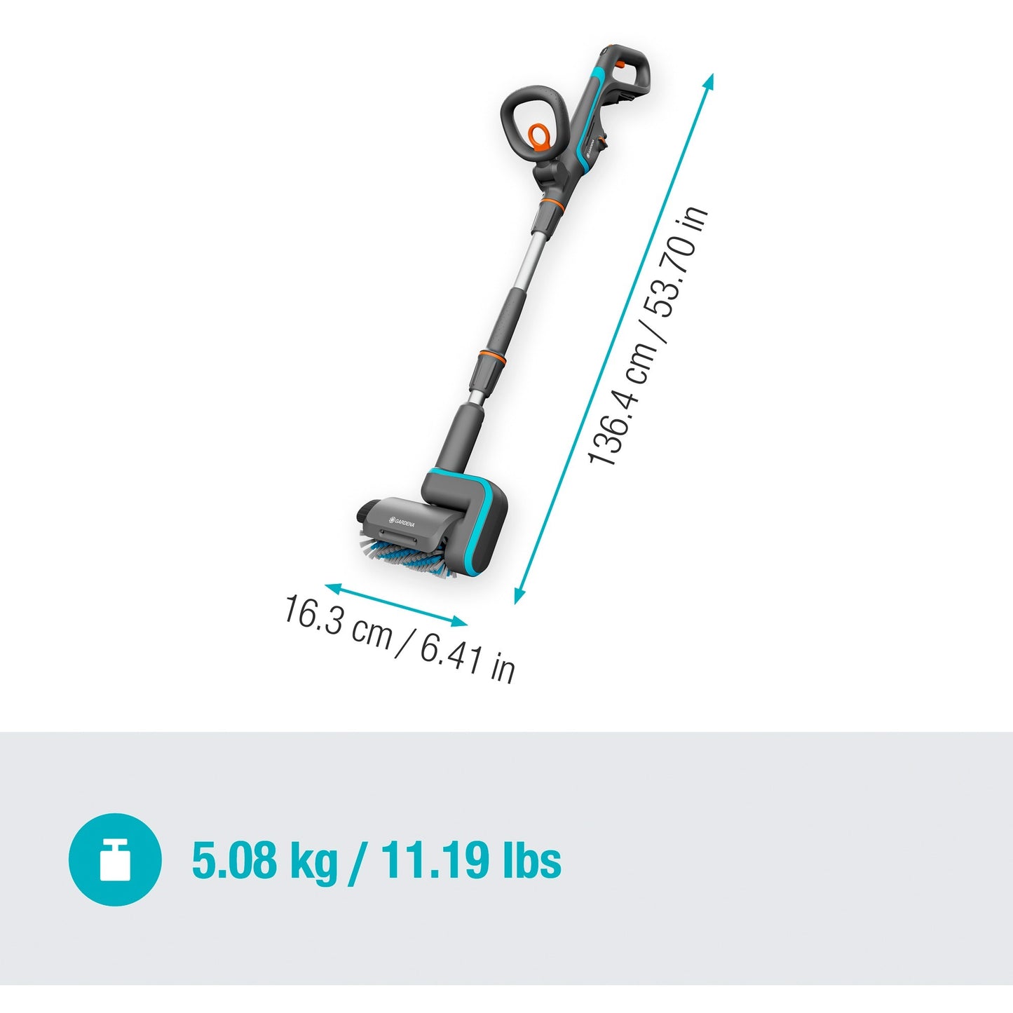 GARDENA aquabrush universal accu-multireiniger 04 18v p4a solo vloerreiniger (grijs turquoise, 14842-55, power for all alliance, accu en lader niet inbegrepen)
