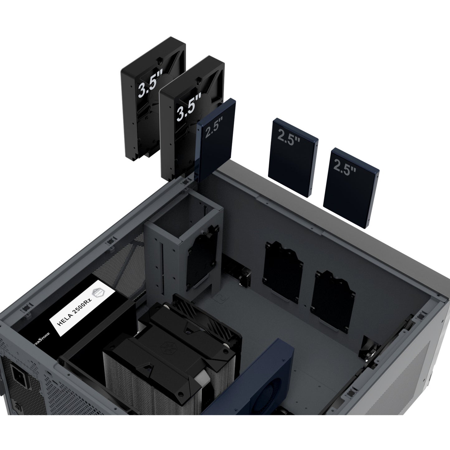 SilverStone crown 04 htpc behuizing (donkergrijs | 4x usb-a | 1x usb-c)