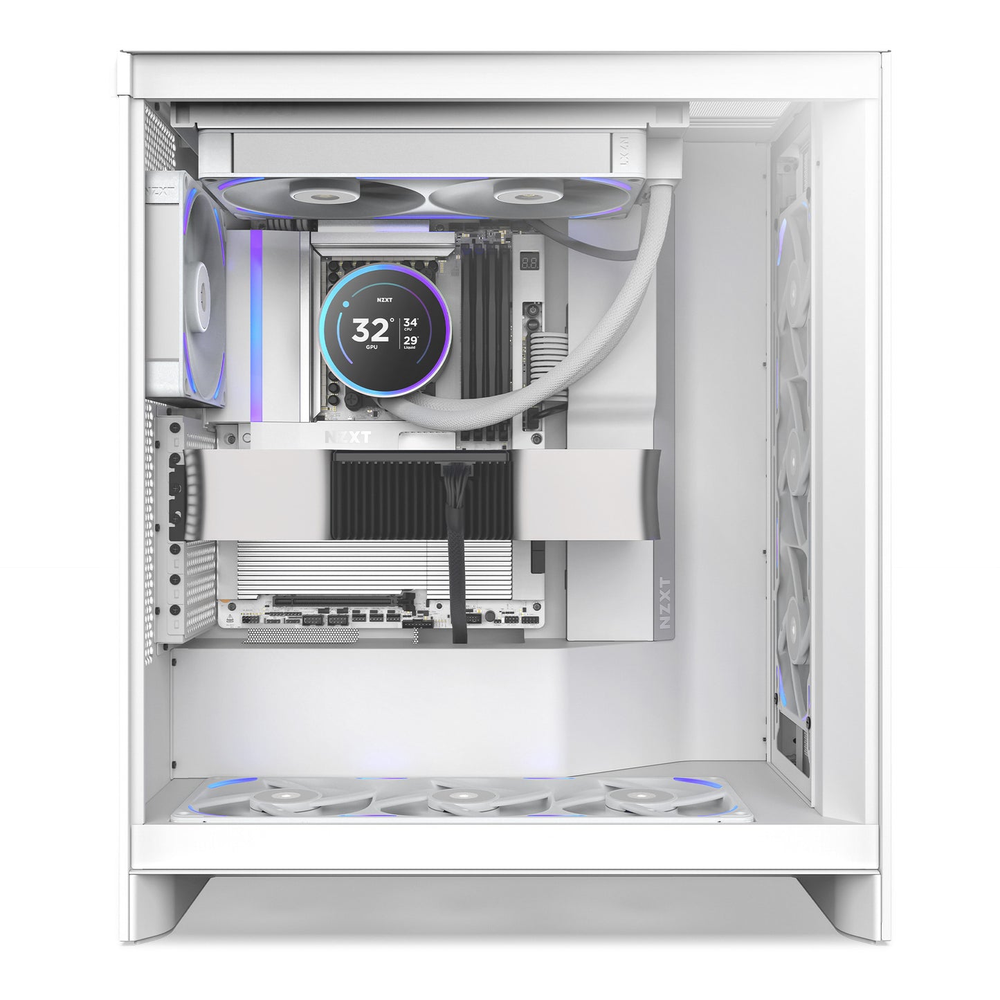 NZXT performance fan f280x rgb case fans (wit, 2 stuks, 280 x 140 x 30 mm, pwm)