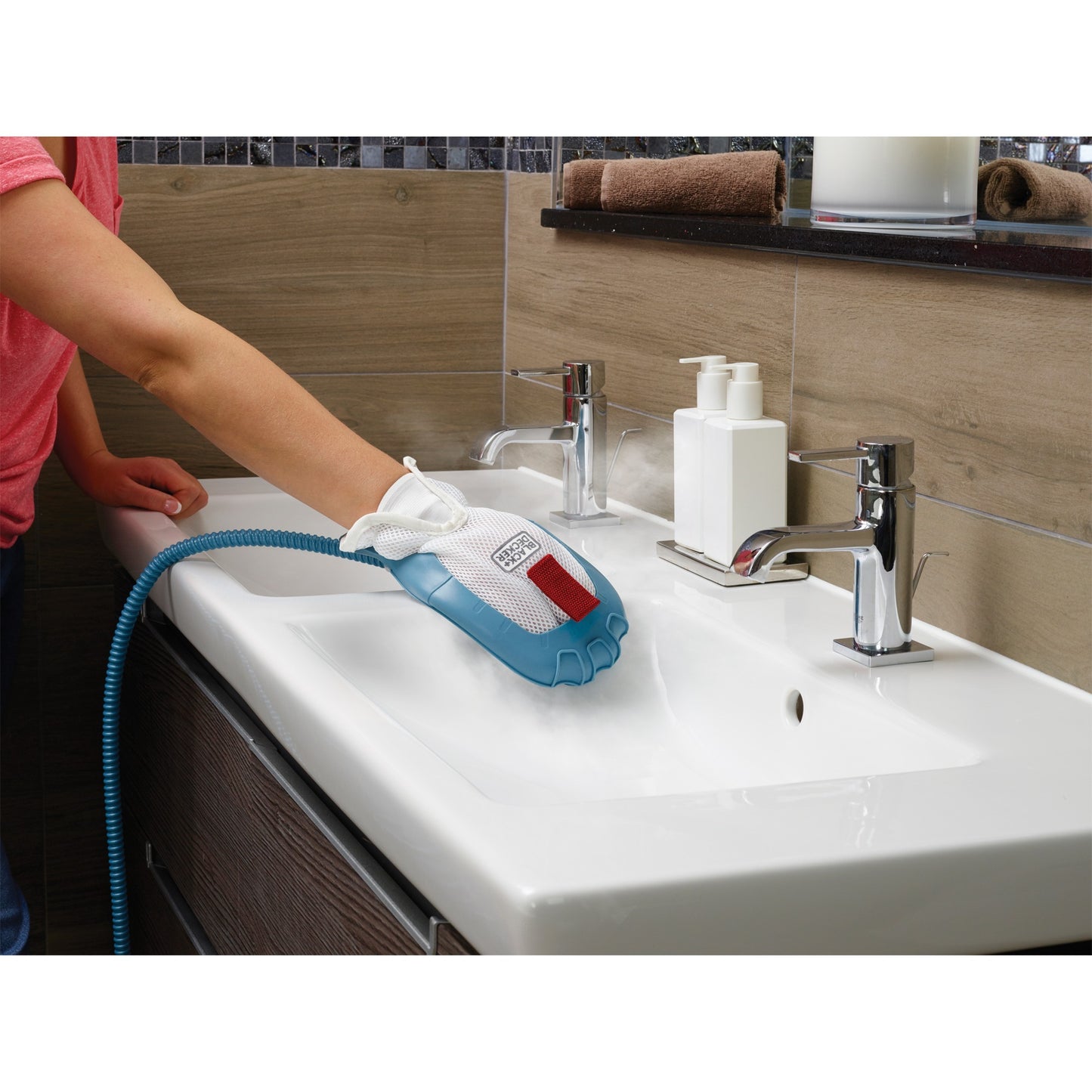 BLACK+DECKER 1600w steam-mop bhsm1615dam-qs stoomreiniger (wit blauw, incl. steamitt, deltavoet en 17 accessoires)