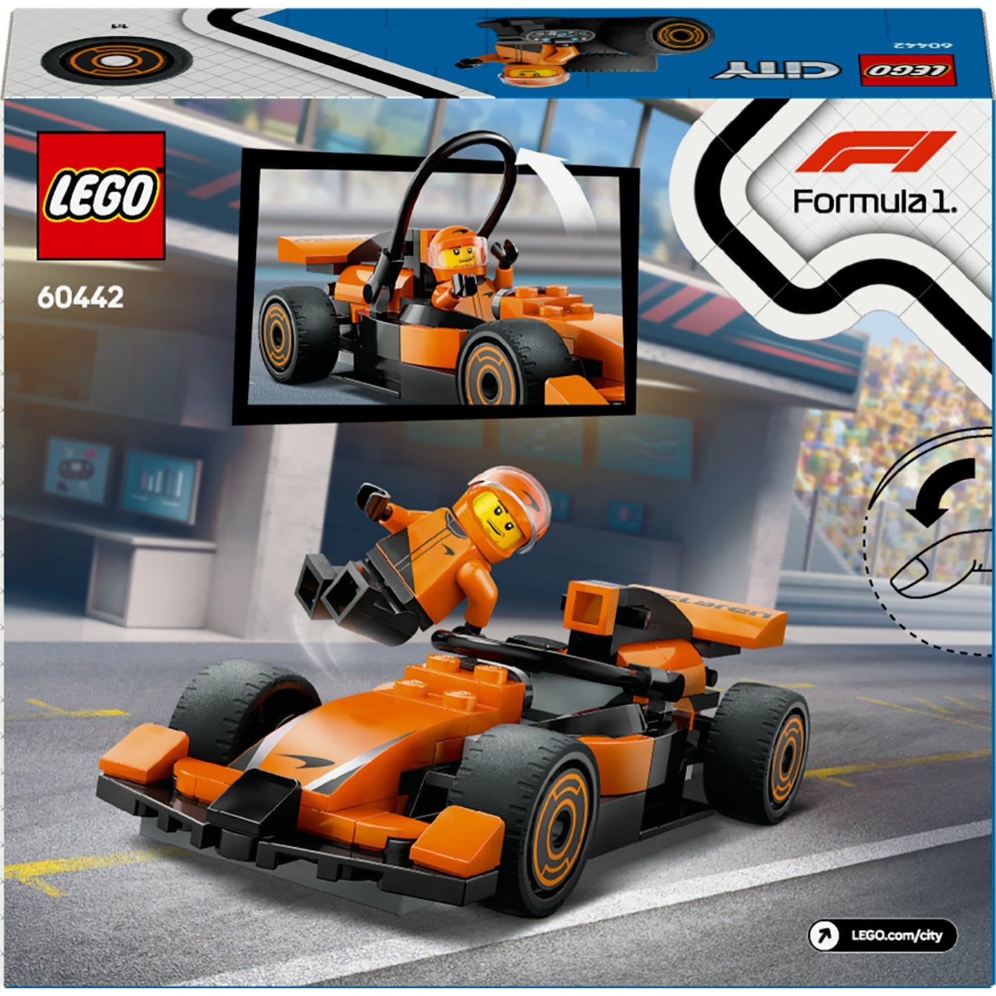 LEGO city 60442 f1 coureur met mclaren racewagen