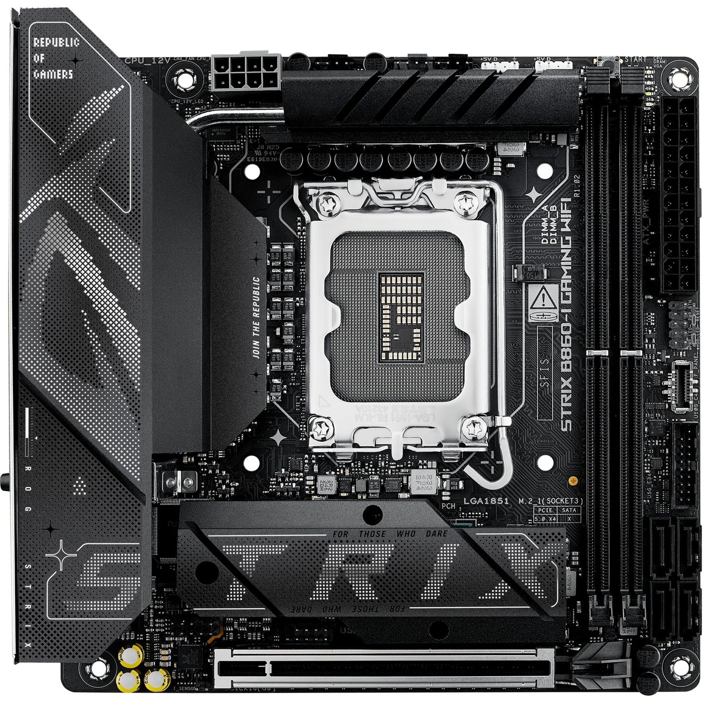 ASUS rog strix b860-i gaming wifi socket 1851 moederbord (raid, 2.5 gb-lan, wi-fi 7, bt, sound, mini-itx)