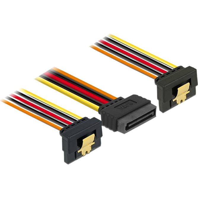 DeLOCK sata 15-pin > 2 x sata 15-pin power splitterkabel (zwart rood, 0,15 meter)