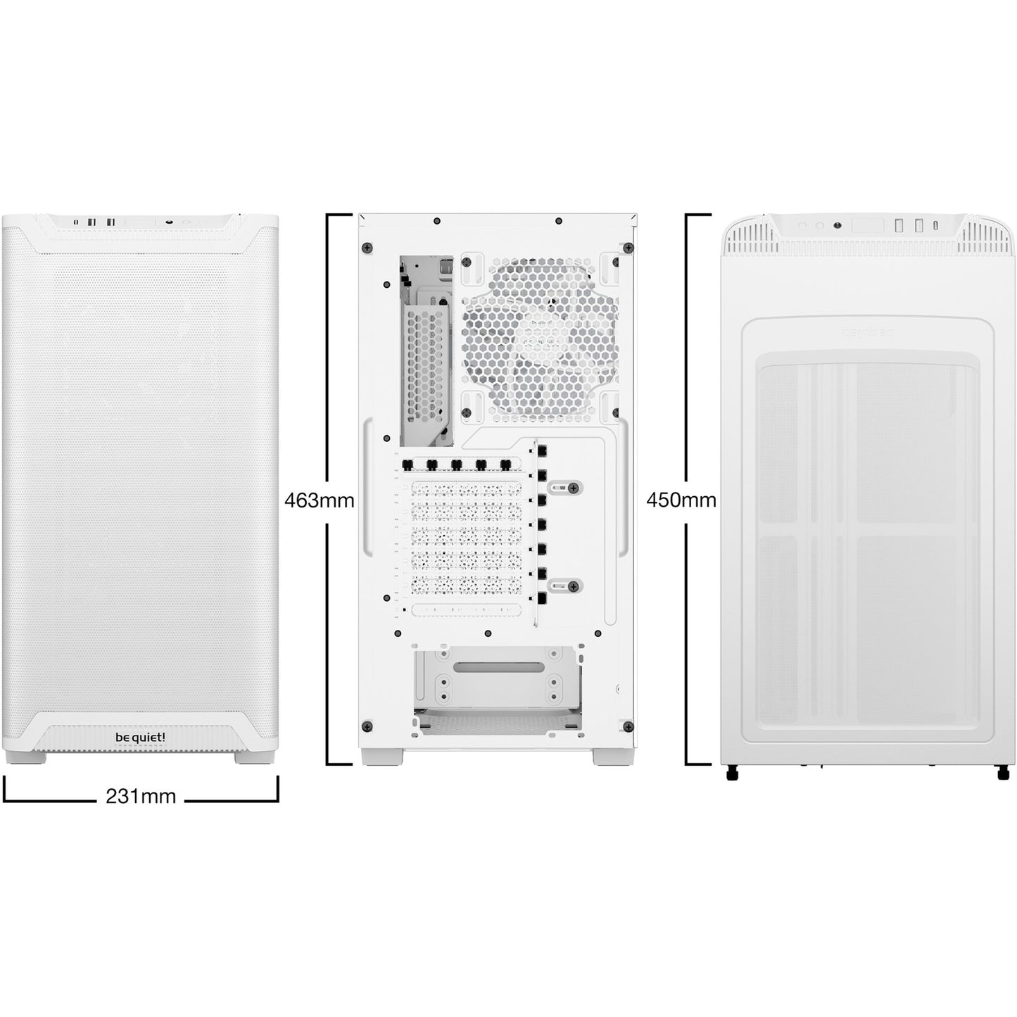 Be Quiet! pure base 501 lx midi tower behuizing (wit | 2x usb-a | 1x usb-c | rgb | tempered glass)