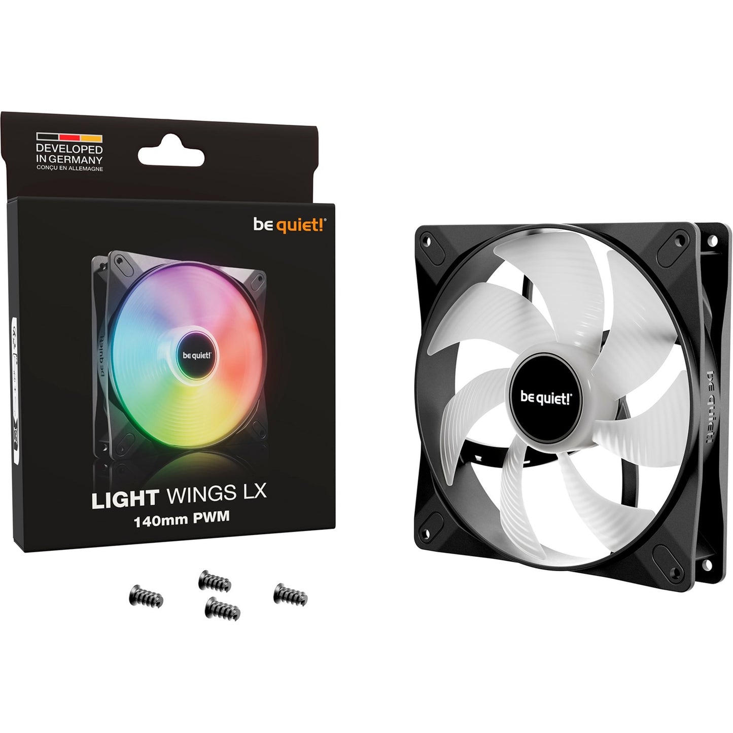 Be Quiet! light wings lx pwm rgb case fan (zwart, 140 x 140 x 25 mm)