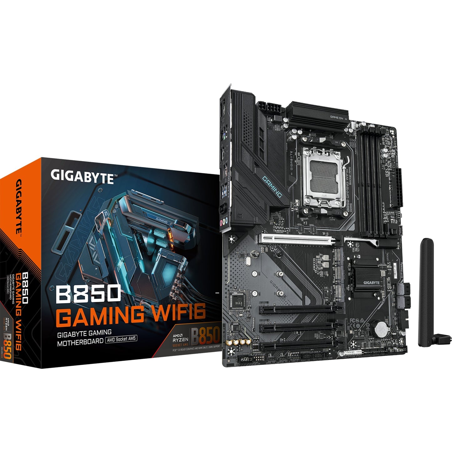 GIGABYTE b850 gaming wifi6 socket am5 moederbord (zwart, raid, gb-lan, wi-fi 6, bt, sound, atx)