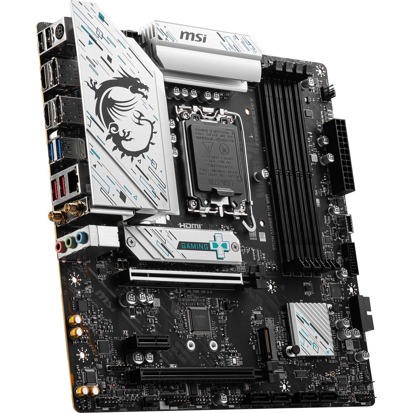 MSI b760m gaming plus wifi socket 1700 moederbord (zwart zilver, raid, 2.5 gb-lan, wi-fi 6e, bt, sound, µatx)