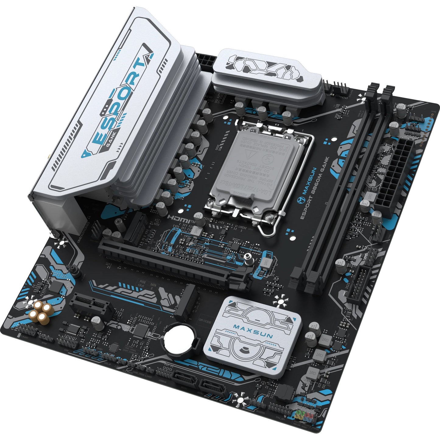 MAXSUN ms-esport b860m gank wifi socket 1851 moederbord (zwart, raid, gb-lan, wlan, bt, sound, µatx)